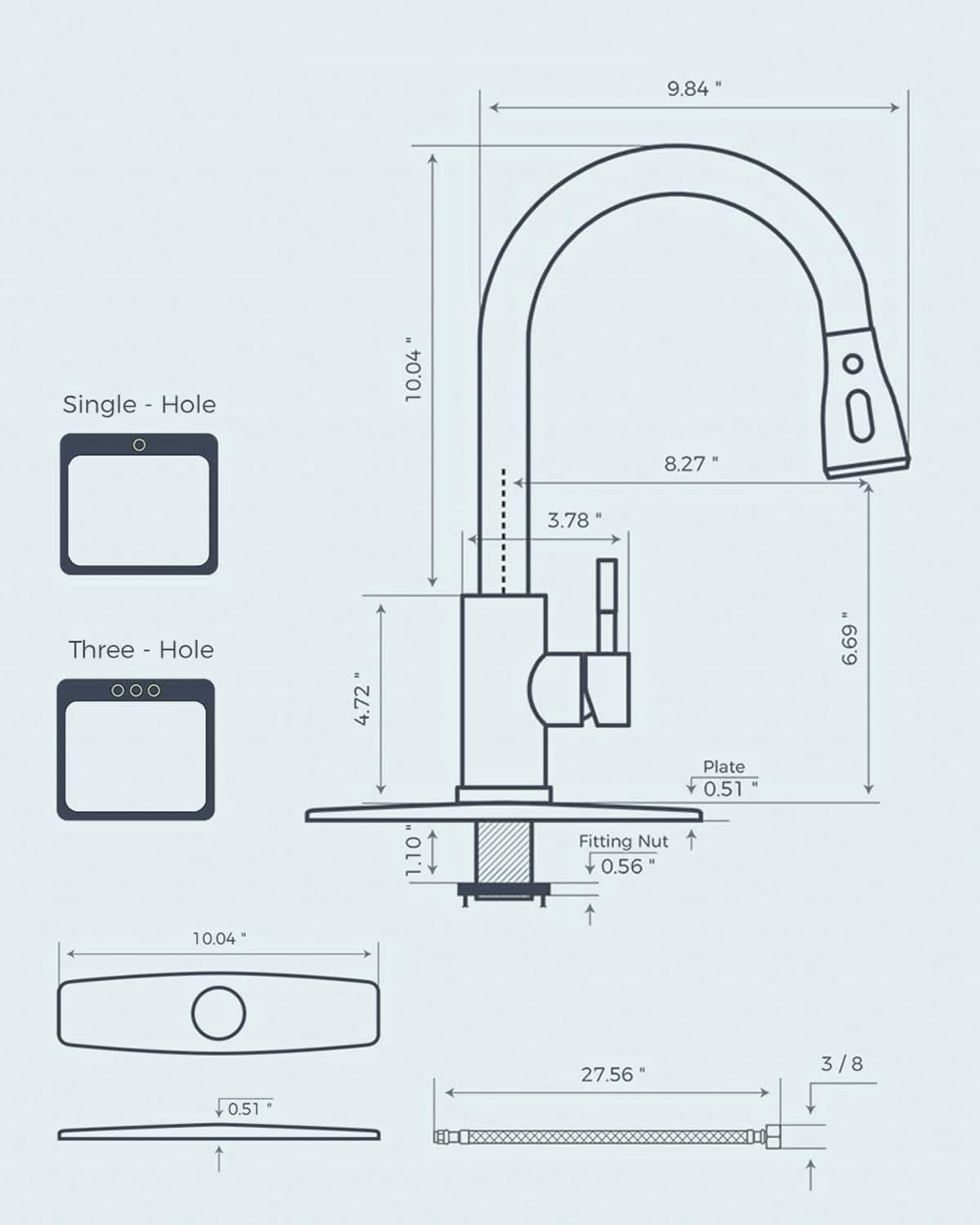 Pull Down Kitchen Faucet – Brushed Nickel, Single Handle