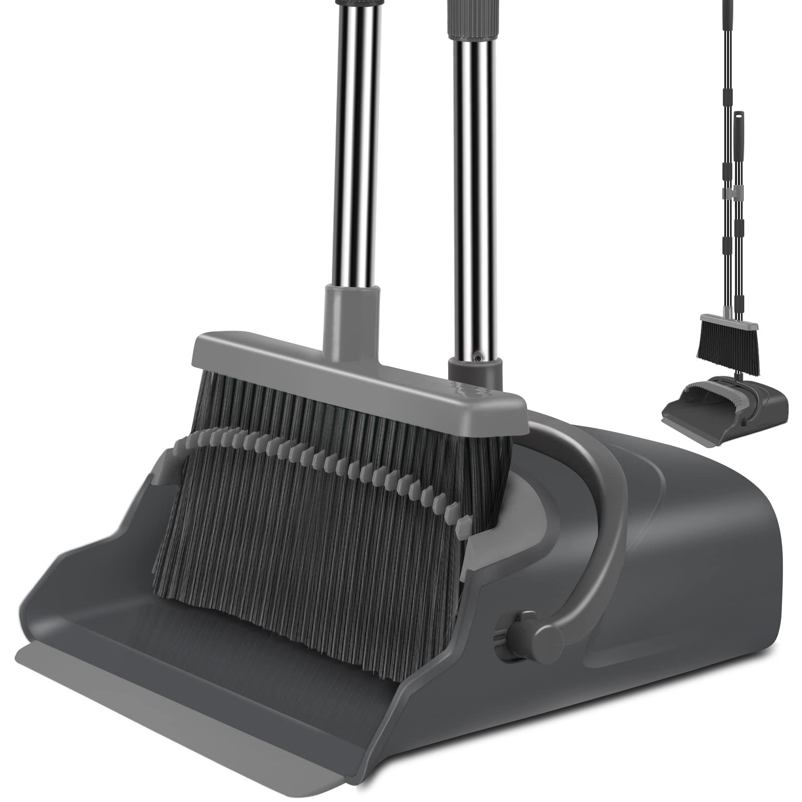 Upright Broom and Dustpan Set – Long Handle, Indoor & Outdoor Use