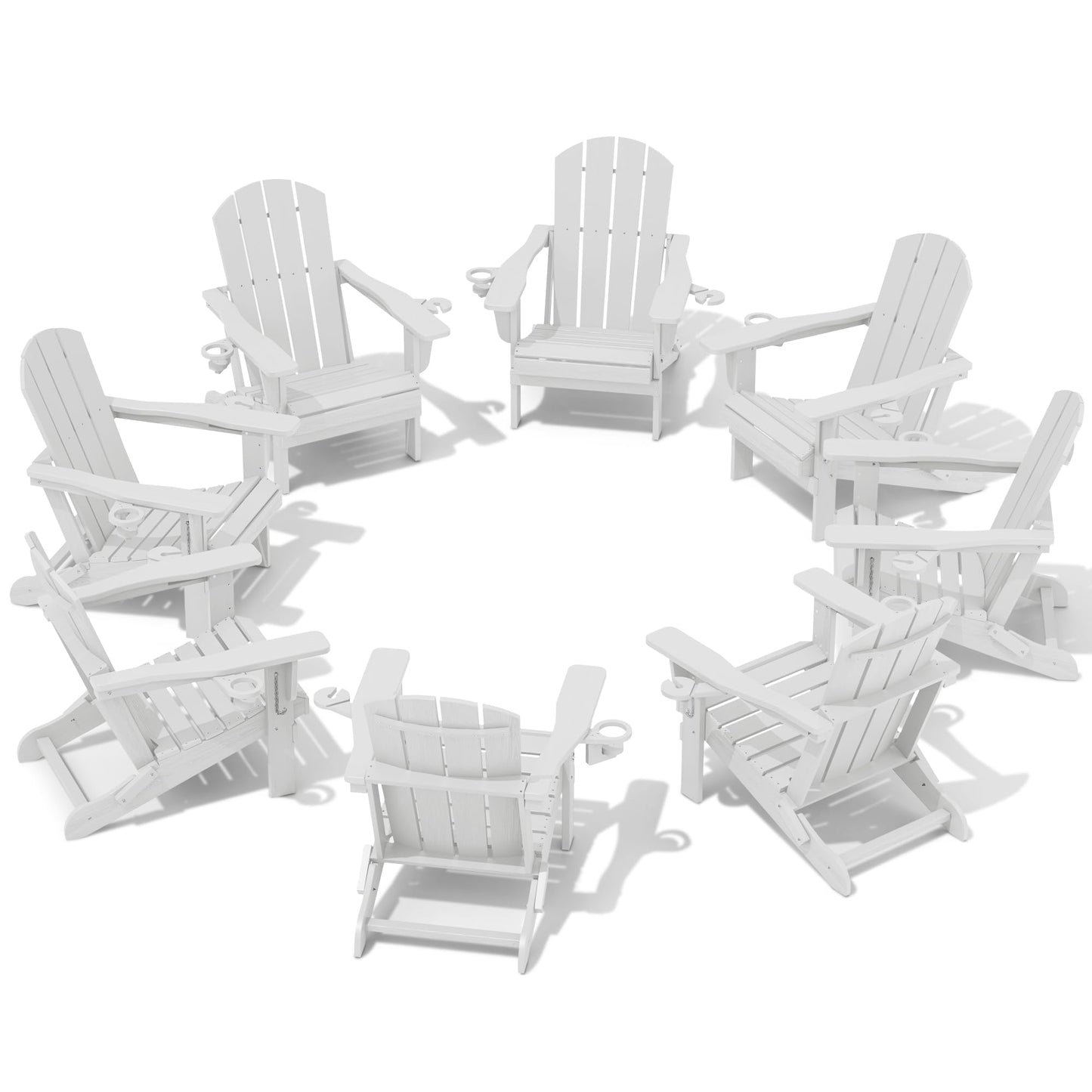 Folding Adirondack Chair – Weatherproof HDPE, Wood-Look