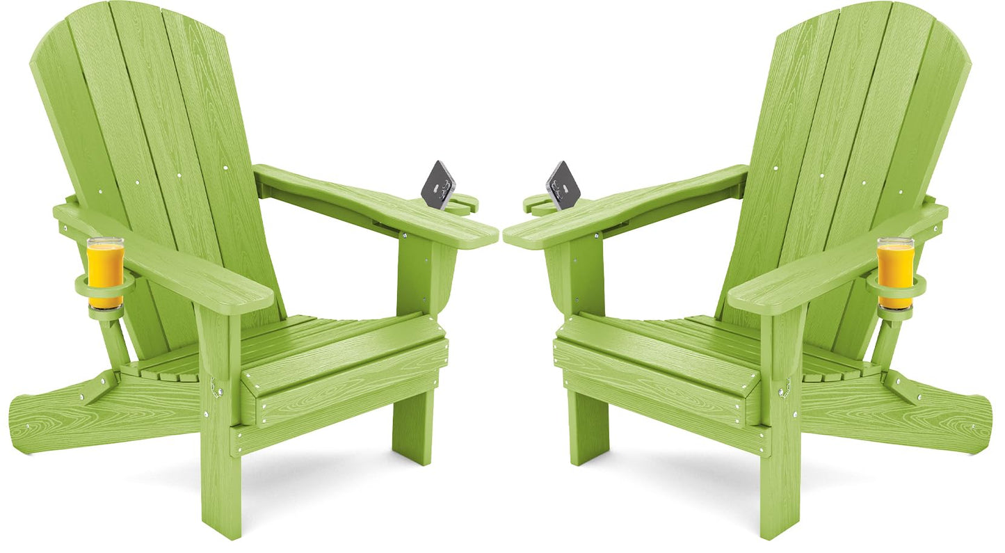 Folding Adirondack Chair – Weatherproof HDPE, Wood-Look
