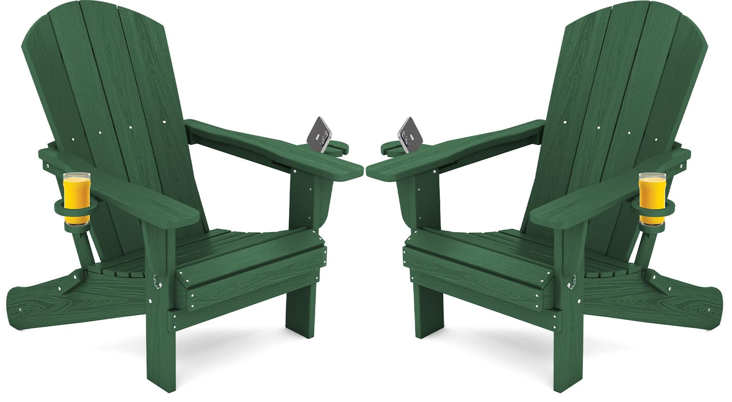 Folding Adirondack Chair – Weatherproof HDPE, Wood-Look
