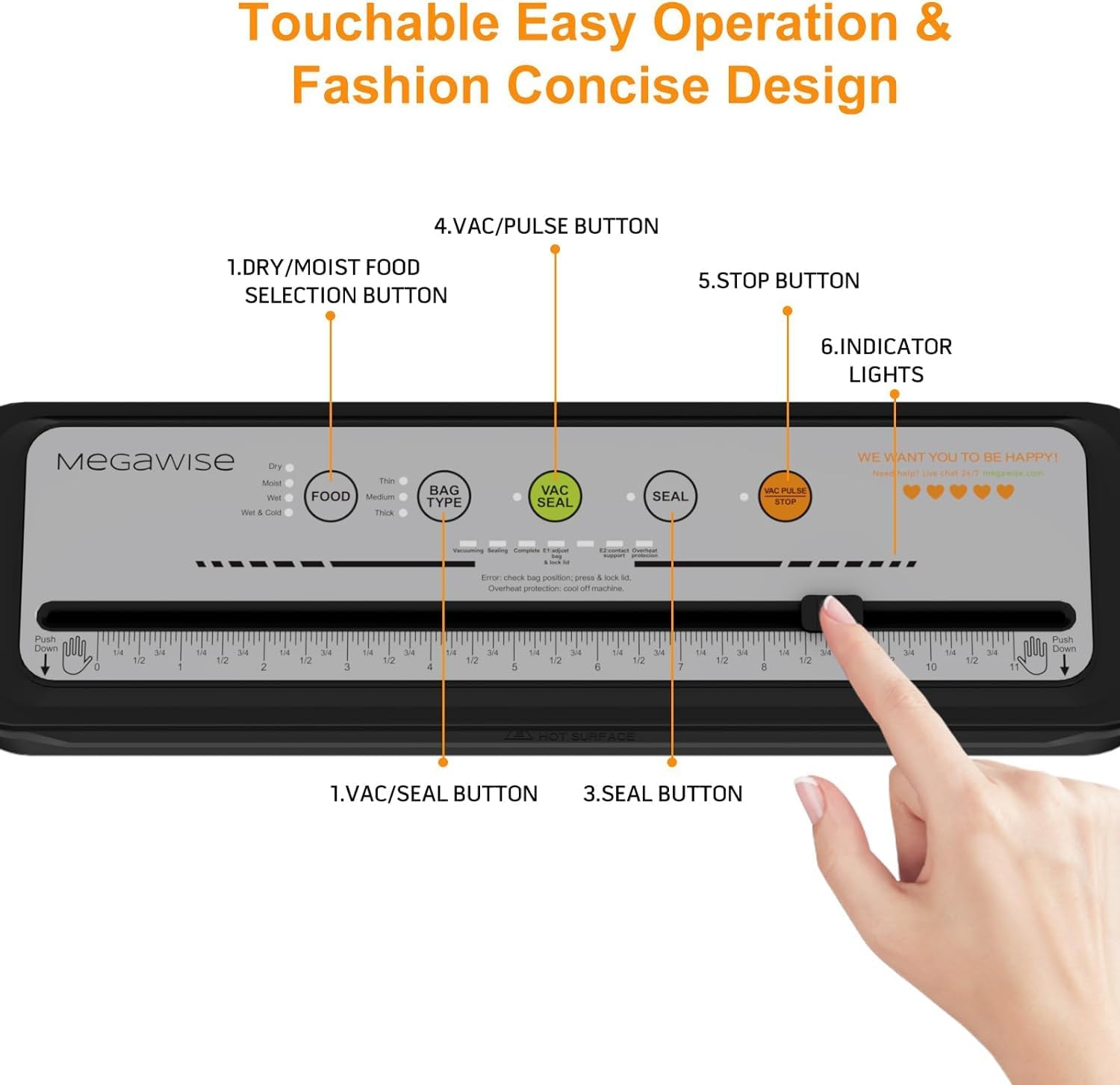 Vacuum Sealer Machine – One-Touch, 10 Bags, Compact Design