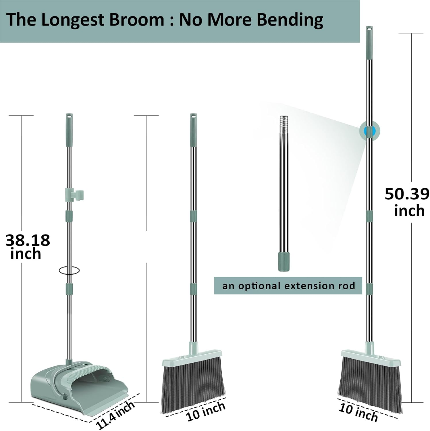 Upright Broom and Dustpan Set – Long Handle, Indoor & Outdoor Use