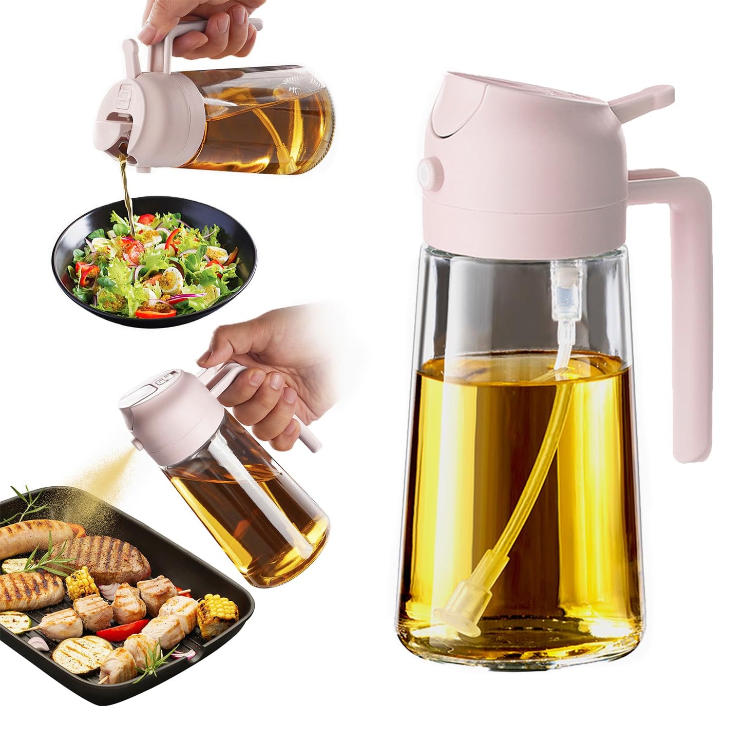 Olive Oil Sprayer – 2-in-1 Cooking Dispenser for Air Fryer, Salad, BBQ