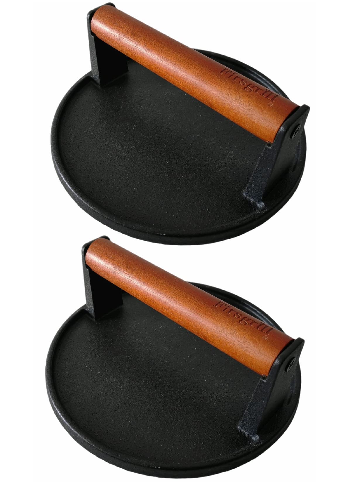 Cast Iron Burger Press – 7" Round, Wooden Handle