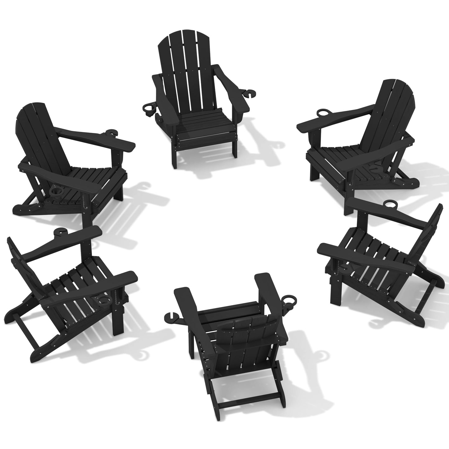 Folding Adirondack Chair – Weatherproof HDPE, Wood-Look
