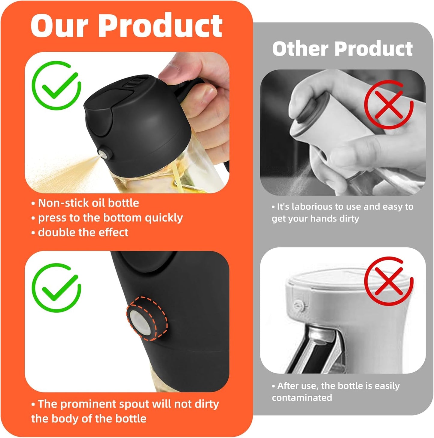 Olive Oil Sprayer – 2-in-1 Cooking Dispenser for Air Fryer, Salad, BBQ