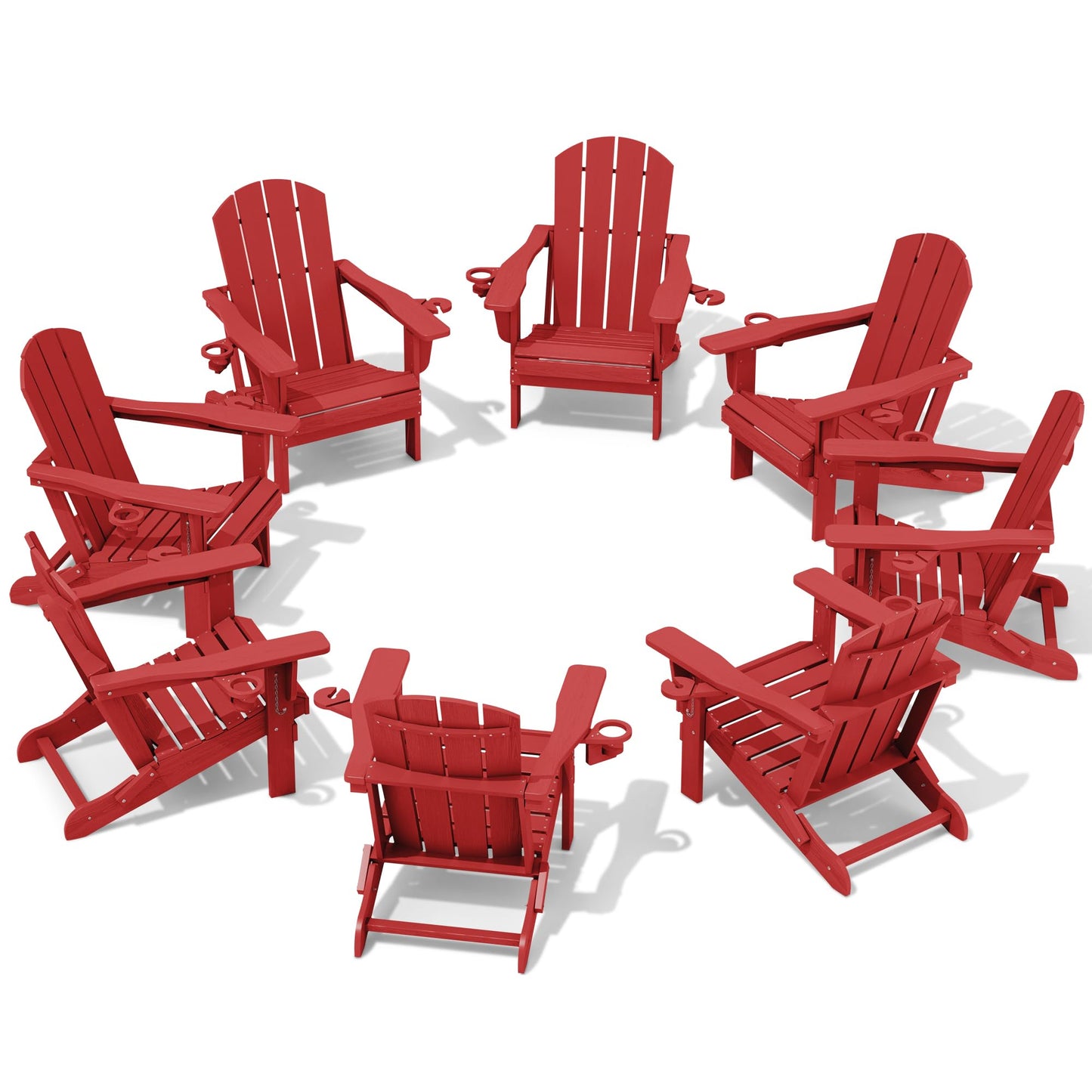 Folding Adirondack Chair – Weatherproof HDPE, Wood-Look