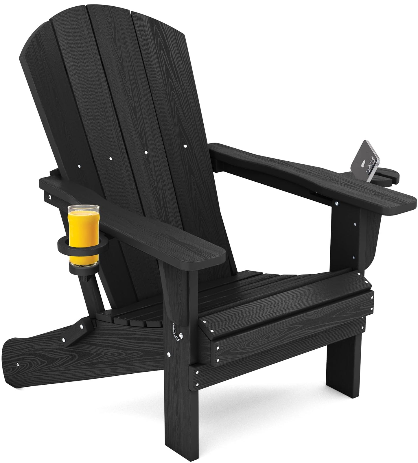 Folding Adirondack Chair – Weatherproof HDPE, Wood-Look