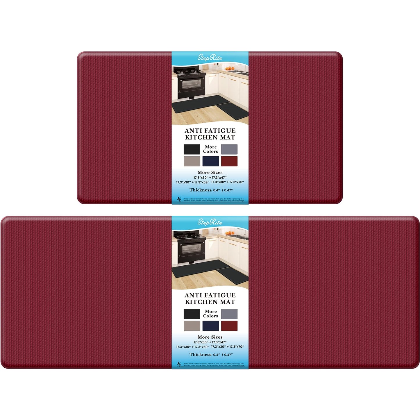 Kitchen Mats – 2PCS Anti-Fatigue Cushioned Rugs for Floor, Black