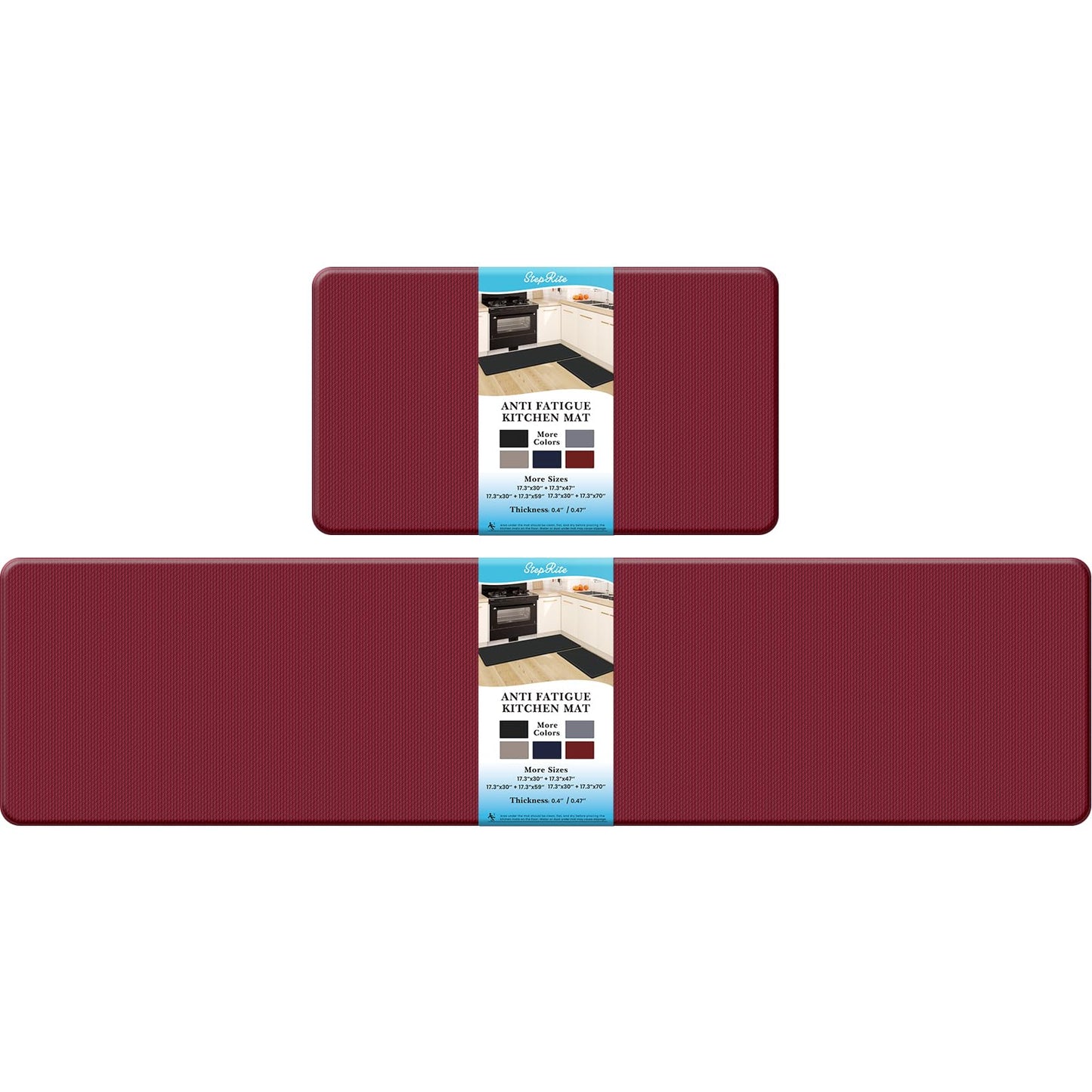 Kitchen Mats – 2PCS Anti-Fatigue Cushioned Rugs for Floor, Black