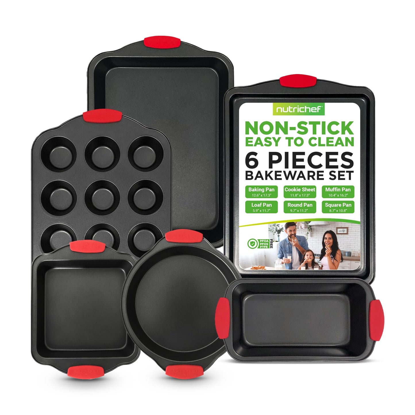 Nonstick Baking Pans – 3-Piece Oven Set with Silicone Handles