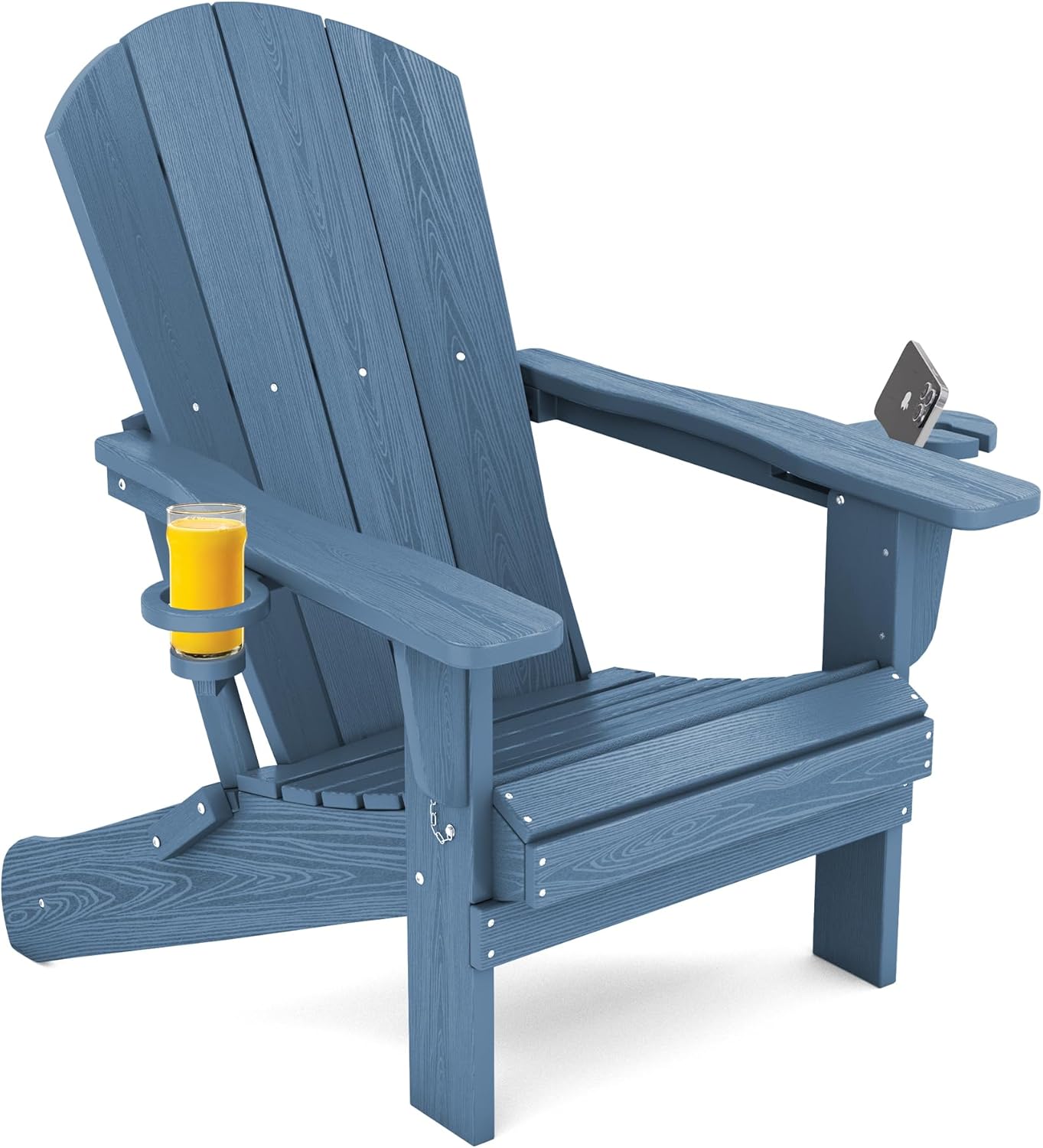 Folding Adirondack Chair – Weatherproof HDPE, Wood-Look