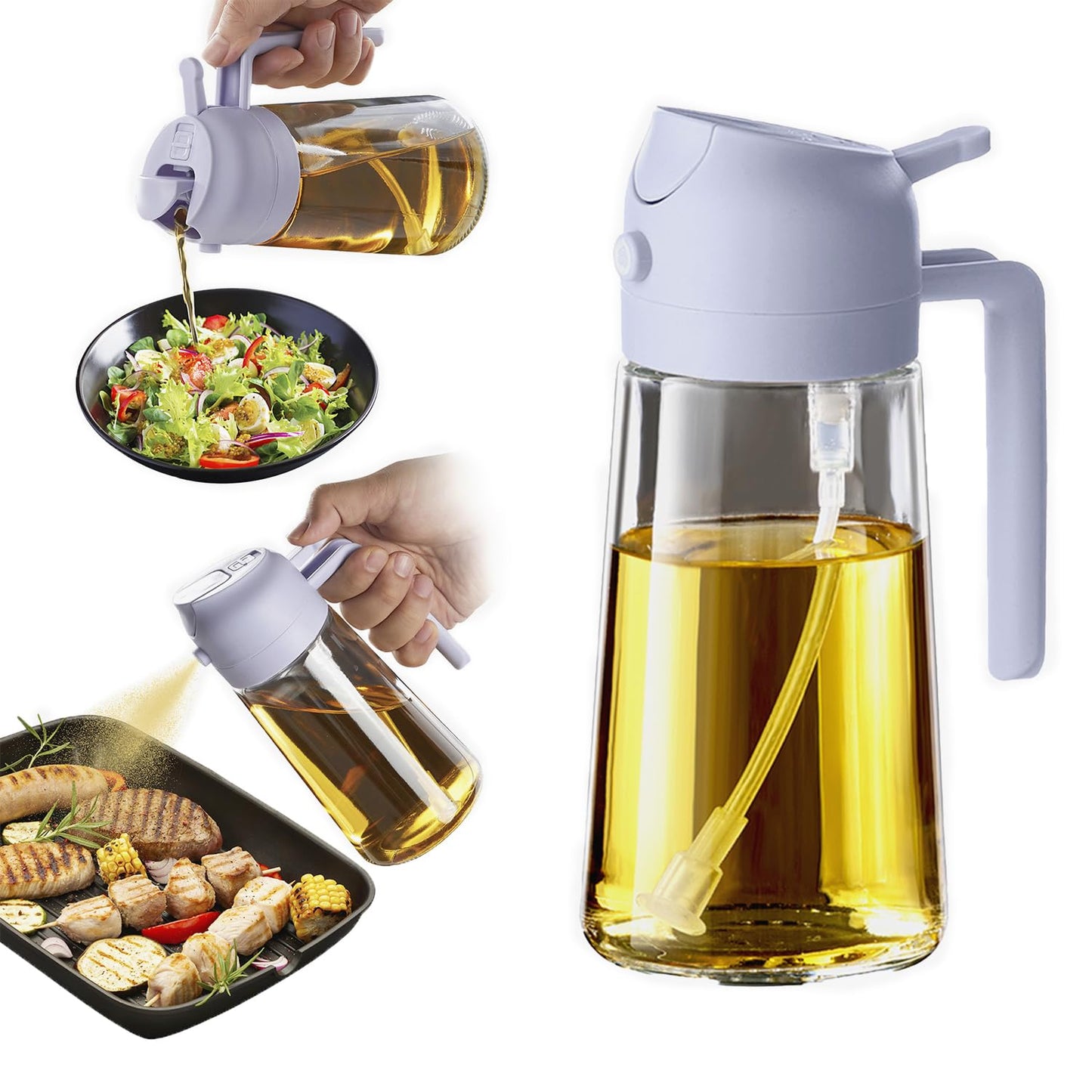 Olive Oil Sprayer – 2-in-1 Cooking Dispenser for Air Fryer, Salad, BBQ