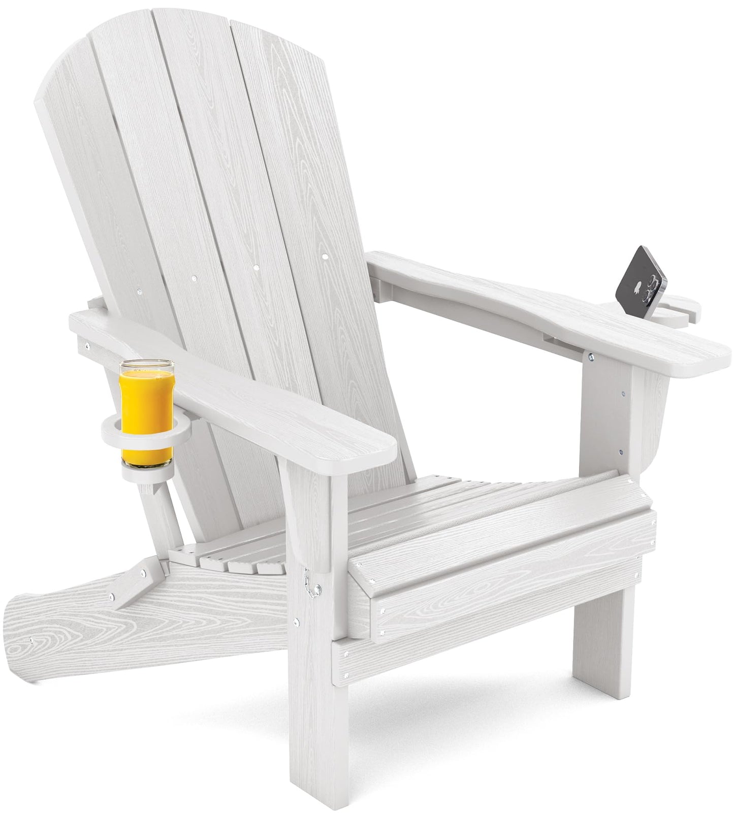 Folding Adirondack Chair – Weatherproof HDPE, Wood-Look