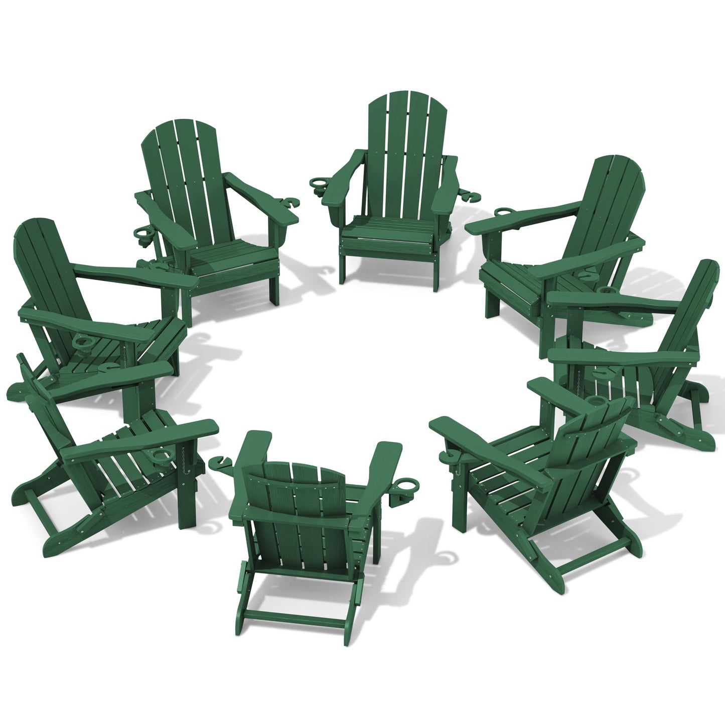 Folding Adirondack Chair – Weatherproof HDPE, Wood-Look