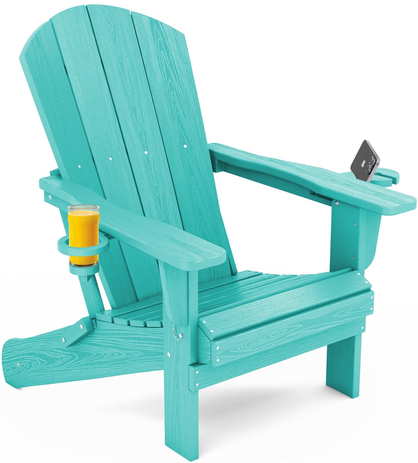Folding Adirondack Chair – Weatherproof HDPE, Wood-Look