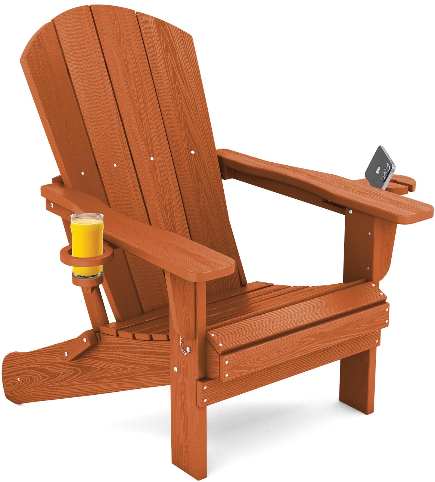 Folding Adirondack Chair – Weatherproof HDPE, Wood-Look