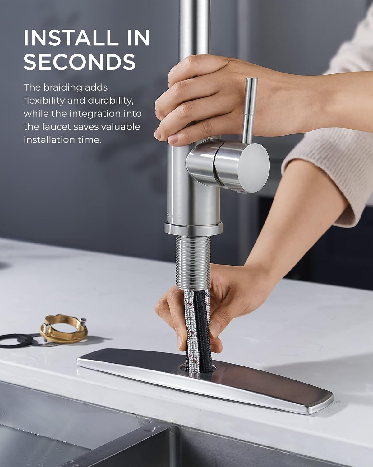 Pull Down Kitchen Faucet – Brushed Nickel, Single Handle