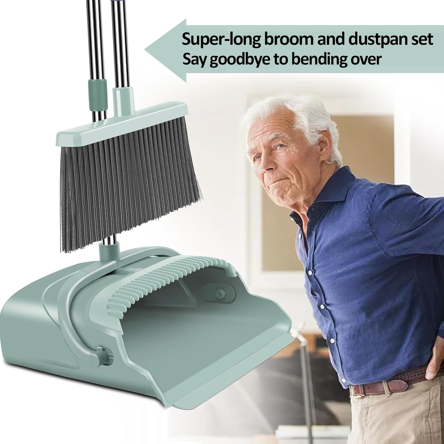 Upright Broom and Dustpan Set – Long Handle, Indoor & Outdoor Use