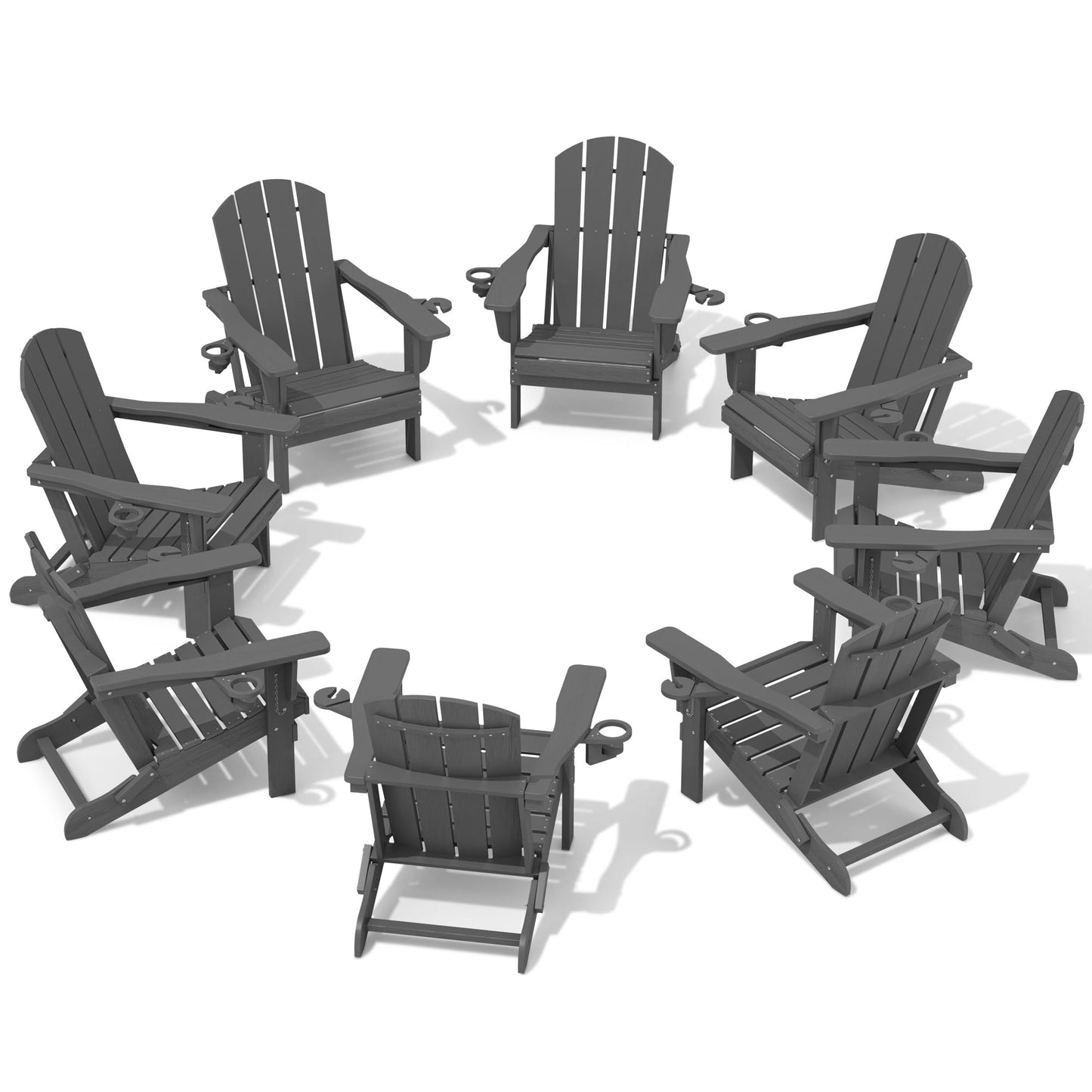 Folding Adirondack Chair – Weatherproof HDPE, Wood-Look