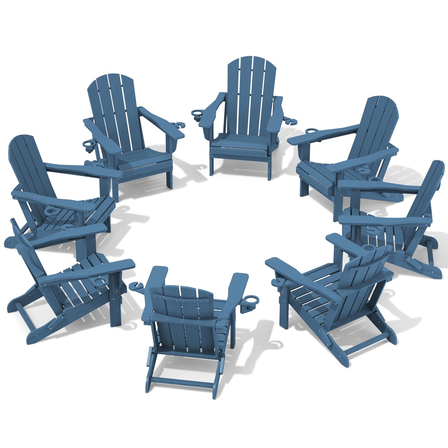 Folding Adirondack Chair – Weatherproof HDPE, Wood-Look