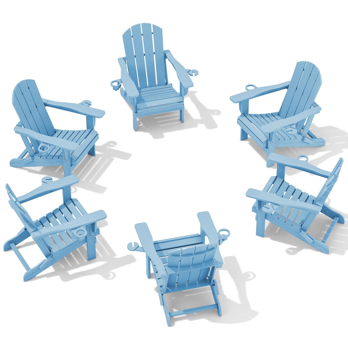Folding Adirondack Chair – Weatherproof HDPE, Wood-Look