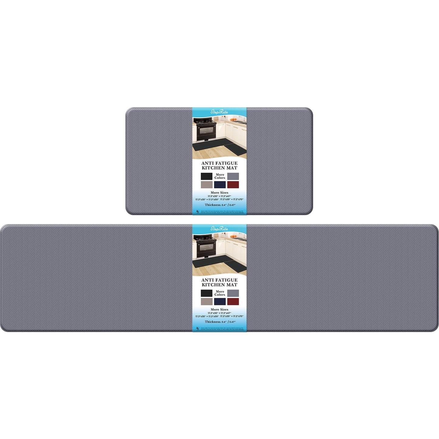 Kitchen Mats – 2PCS Anti-Fatigue Cushioned Rugs for Floor, Black