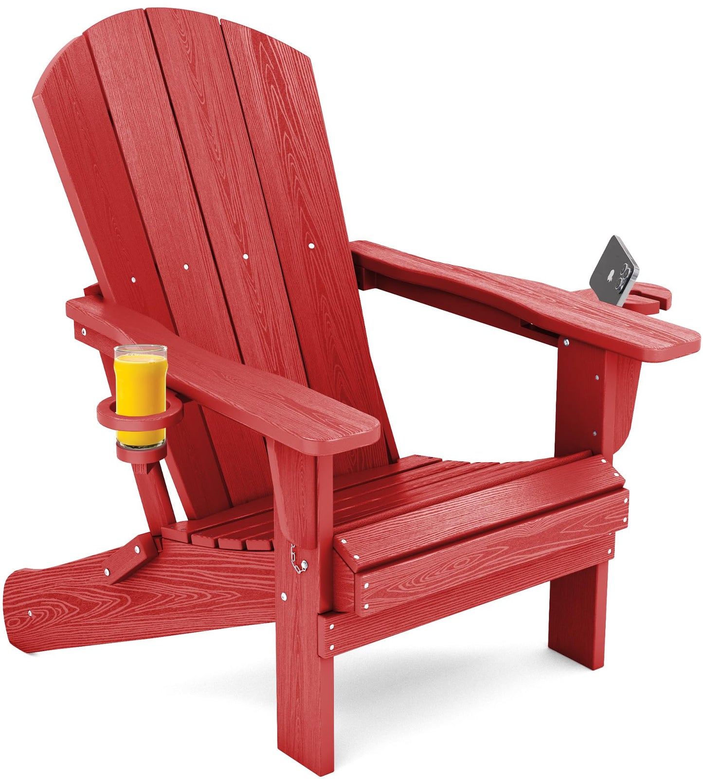 Folding Adirondack Chair – Weatherproof HDPE, Wood-Look