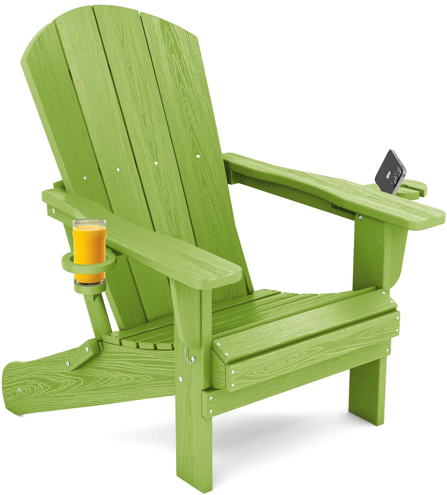 Folding Adirondack Chair – Weatherproof HDPE, Wood-Look
