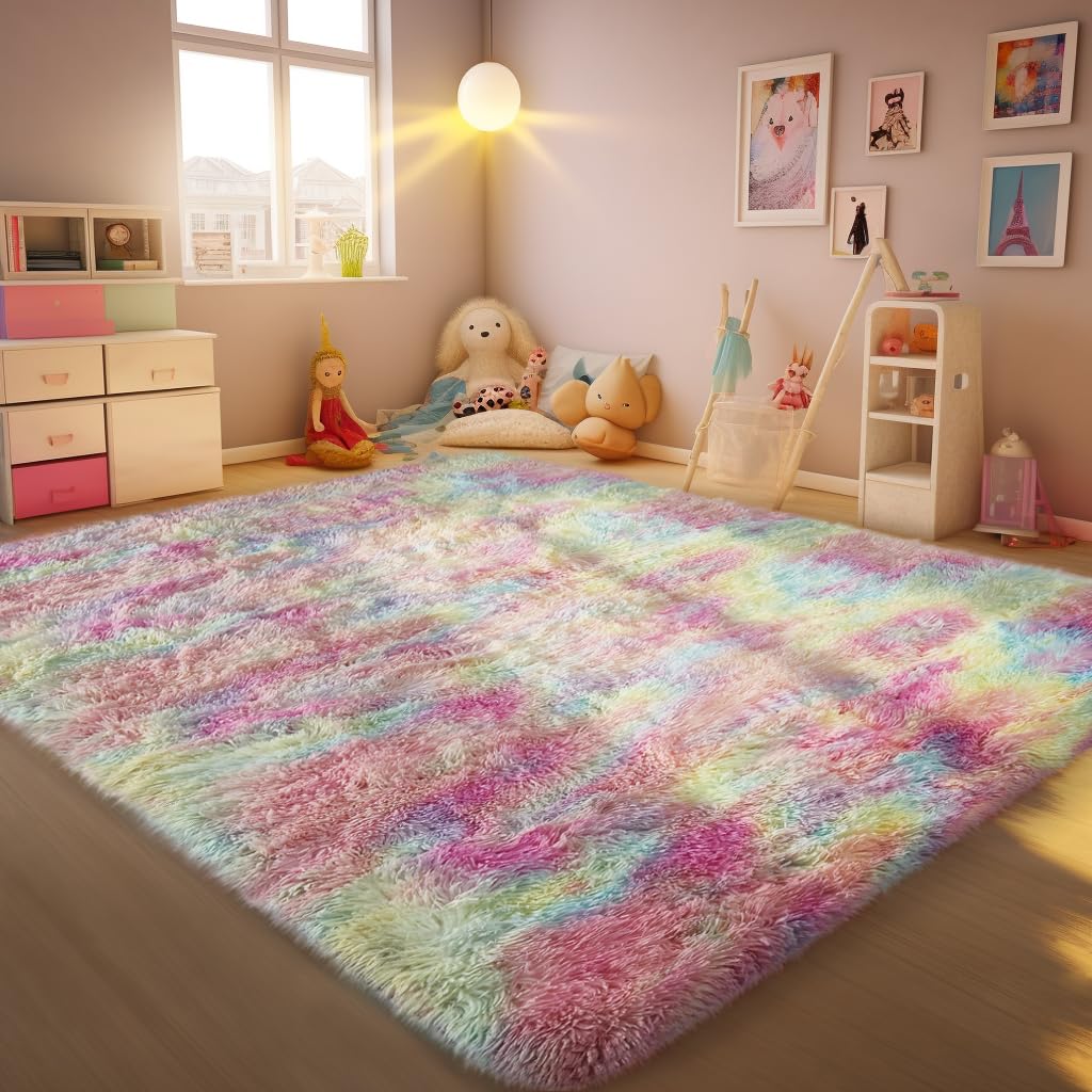 Fluffy Shag Rug – 4x6 Grey Carpet for Bedroom, Living Room, Dorm