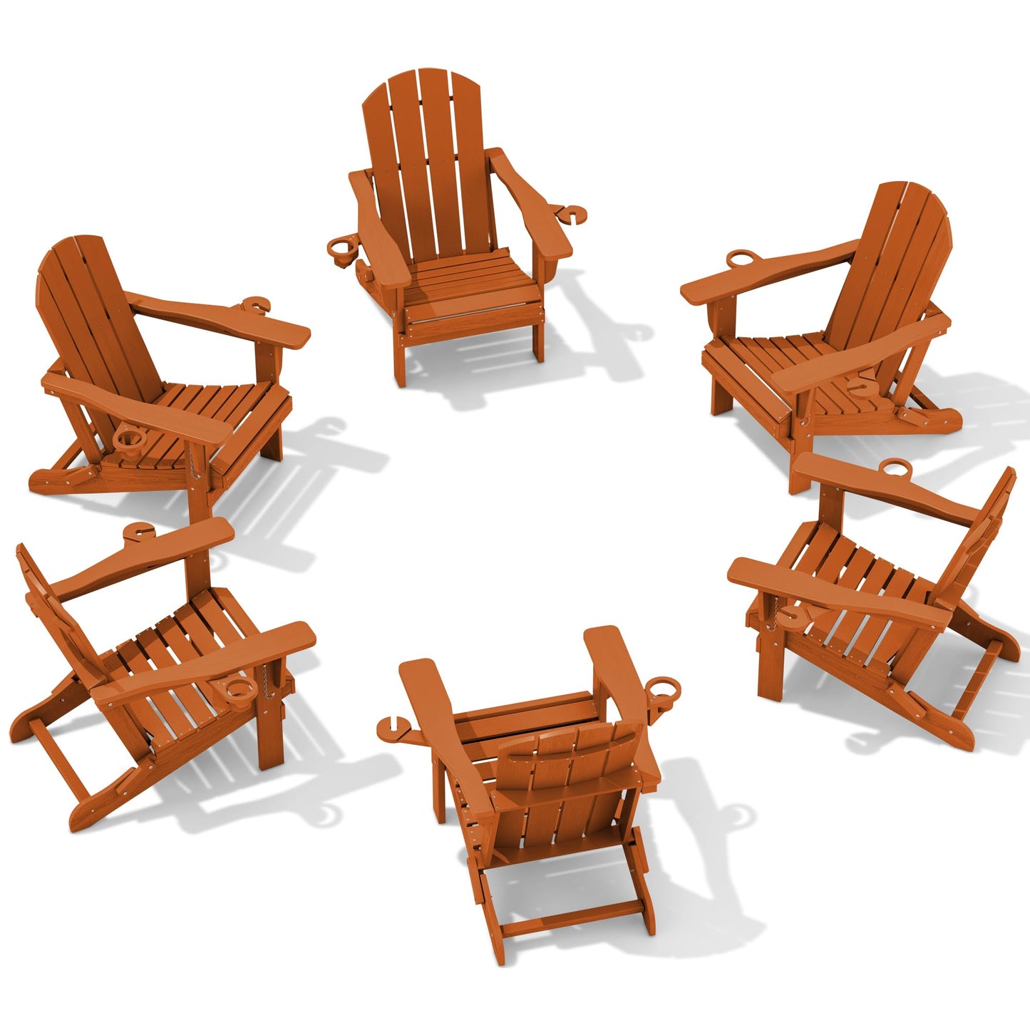 Folding Adirondack Chair – Weatherproof HDPE, Wood-Look