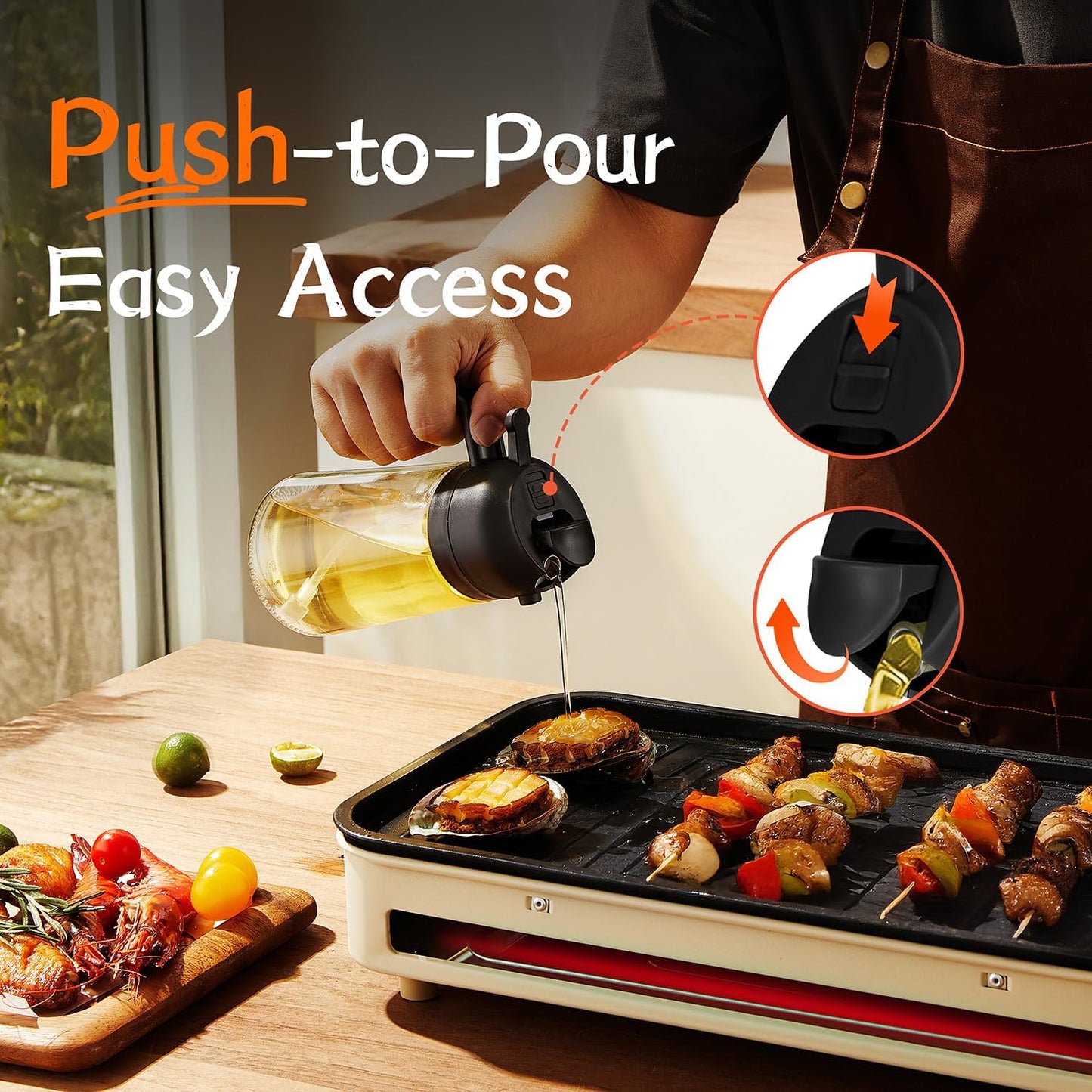Olive Oil Sprayer – 2-in-1 Cooking Dispenser for Air Fryer, Salad, BBQ