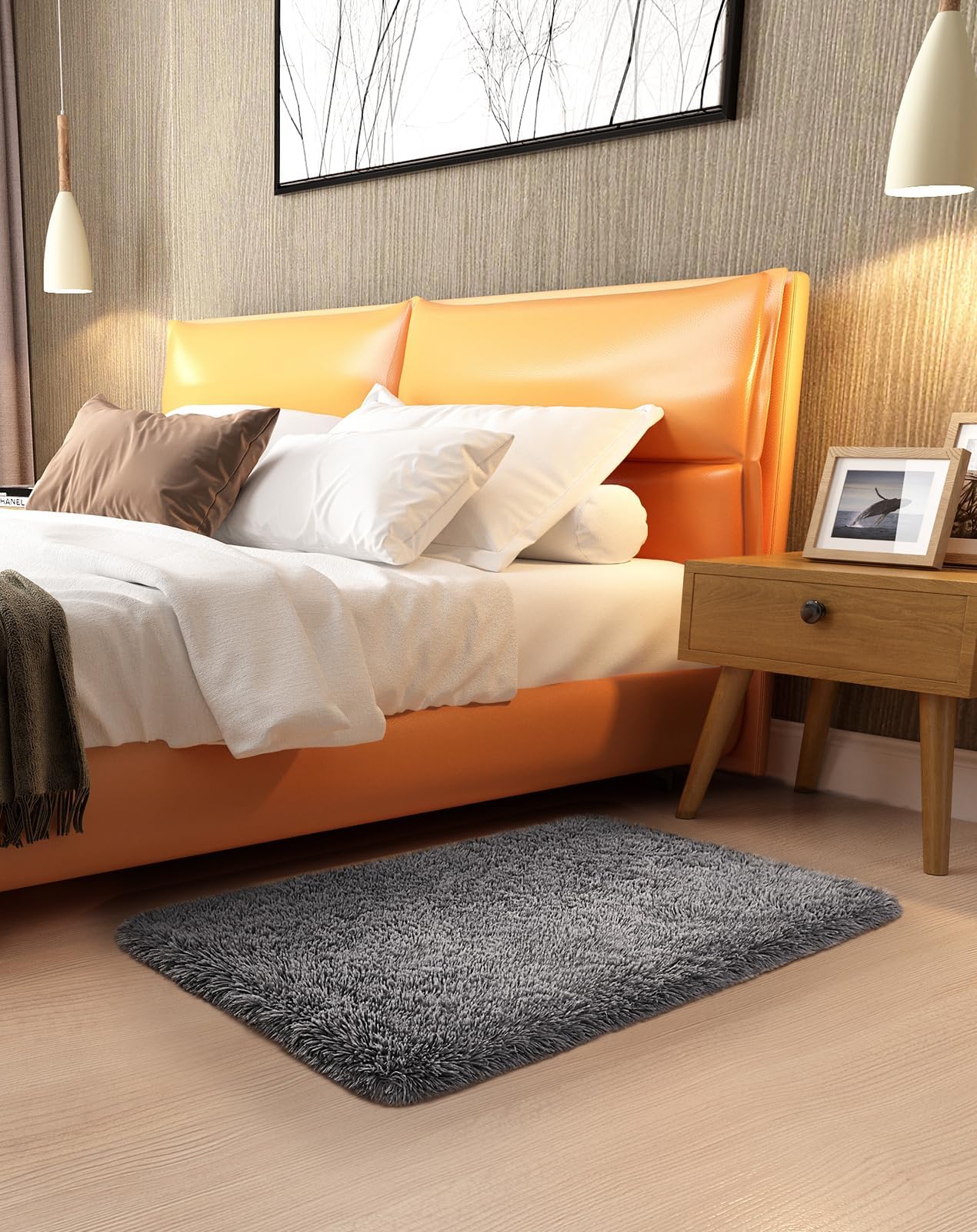 Fluffy Shag Rug – 4x6 Grey Carpet for Bedroom, Living Room, Dorm