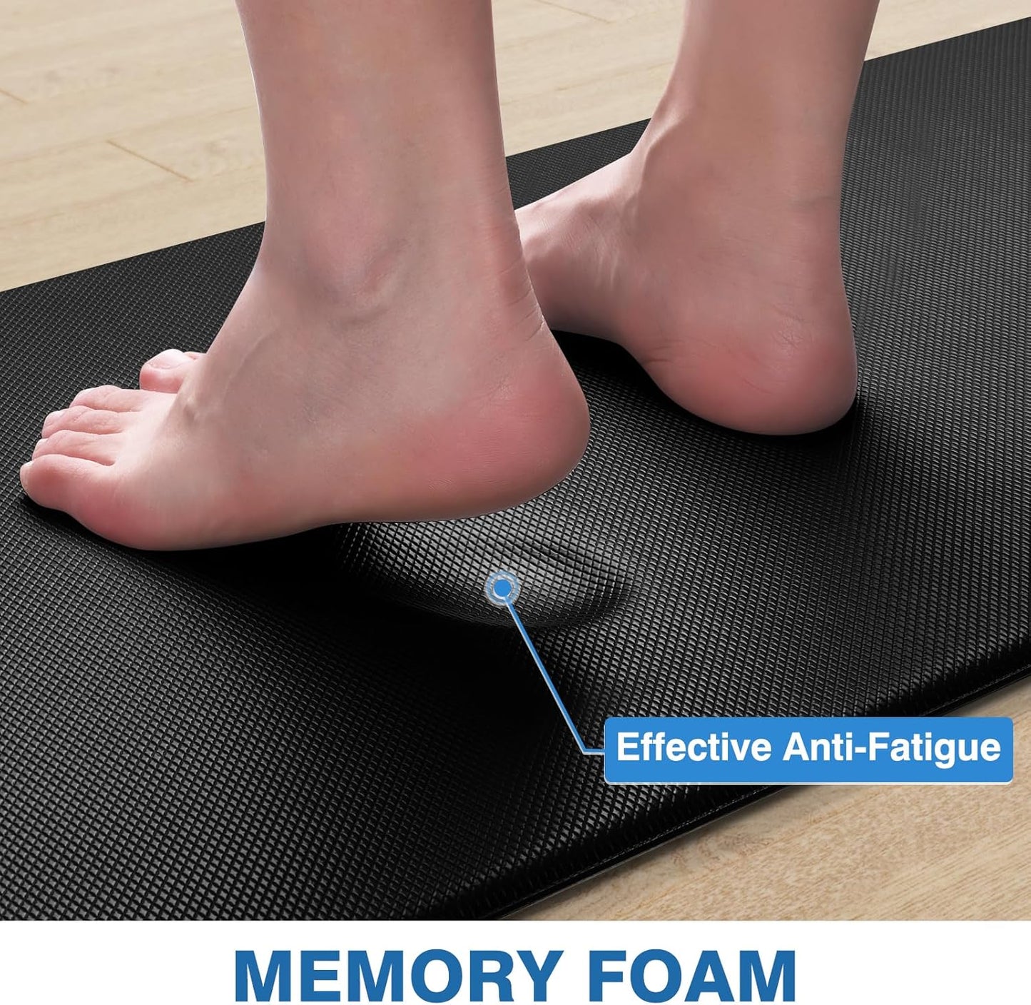 Kitchen Mats – 2PCS Anti-Fatigue Cushioned Rugs for Floor, Black