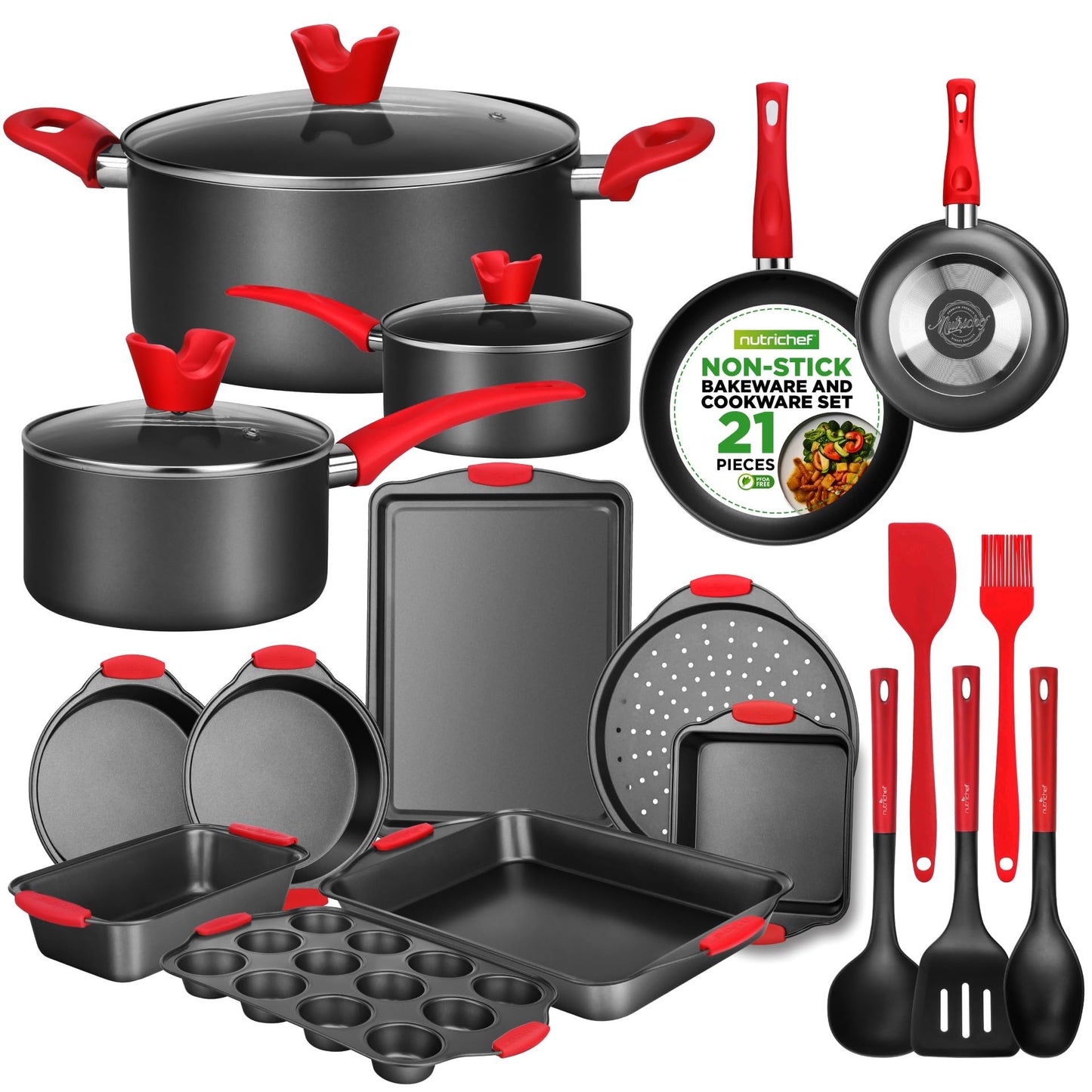 Nonstick Baking Pans – 3-Piece Oven Set with Silicone Handles