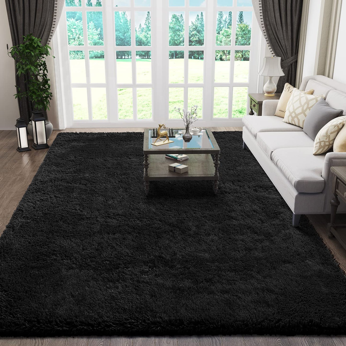 Fluffy Shag Rug – 4x6 Grey Carpet for Bedroom, Living Room, Dorm