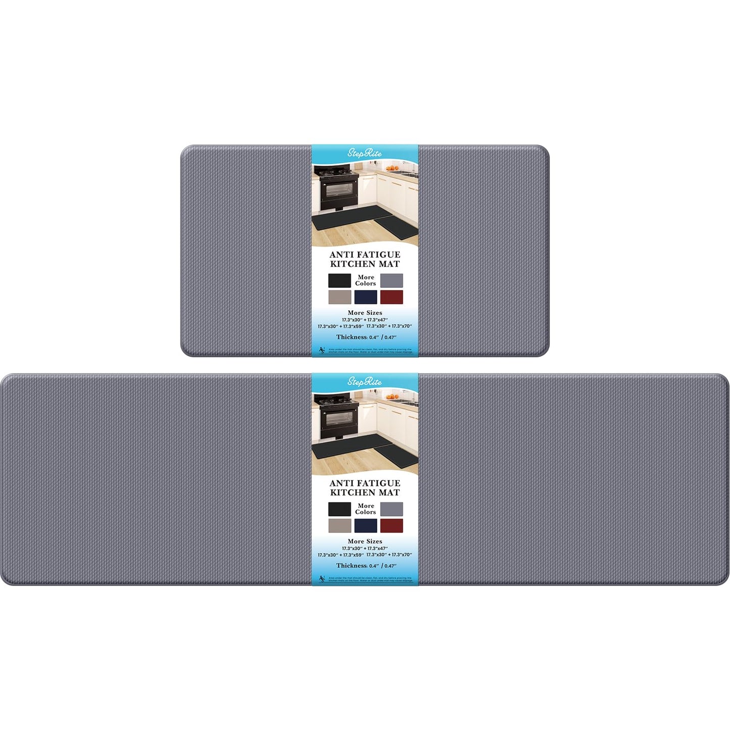Kitchen Mats – 2PCS Anti-Fatigue Cushioned Rugs for Floor, Black