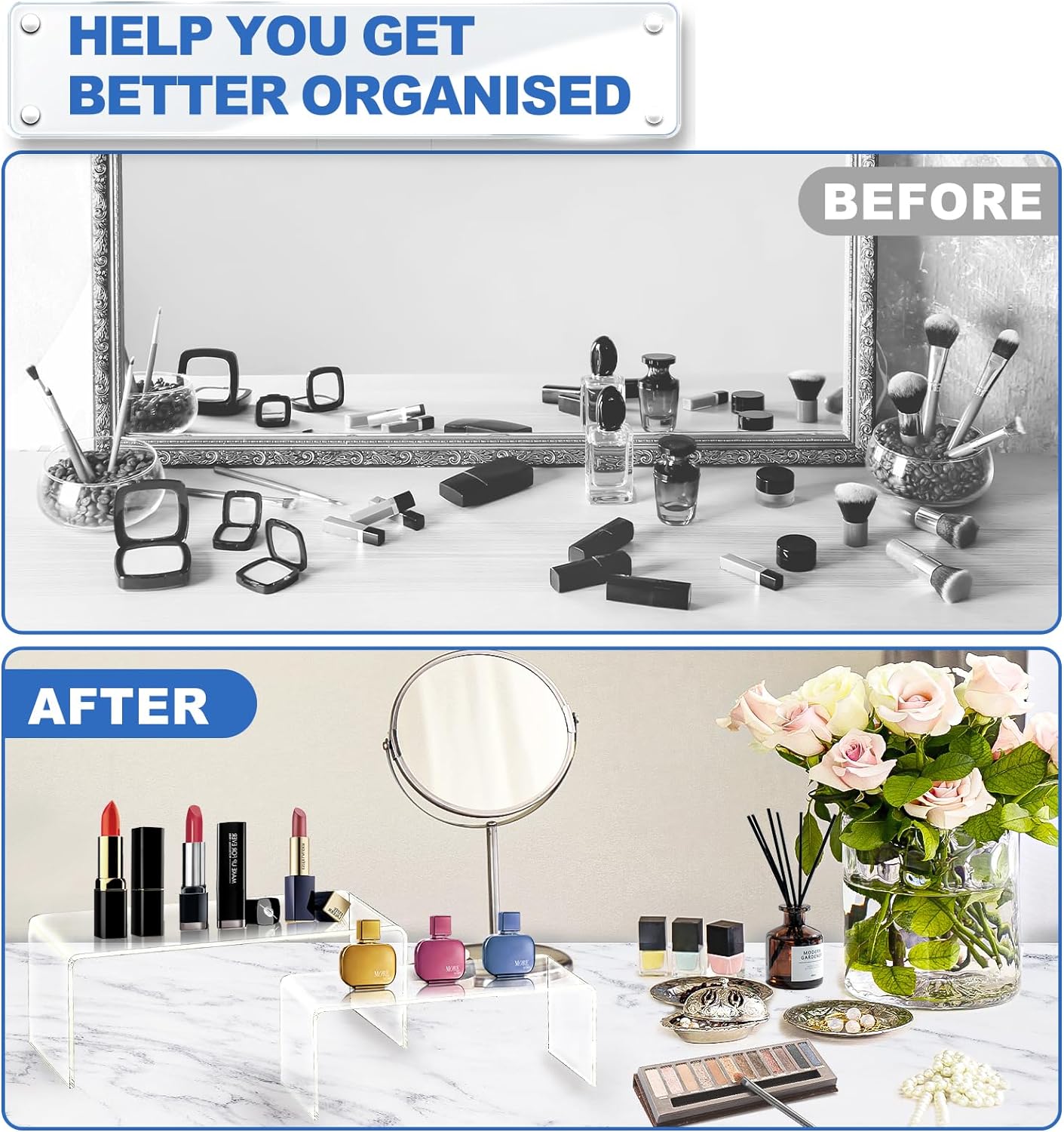 Acrylic Display Risers – 20PCS Clear Stand Set for Decor & Showcase