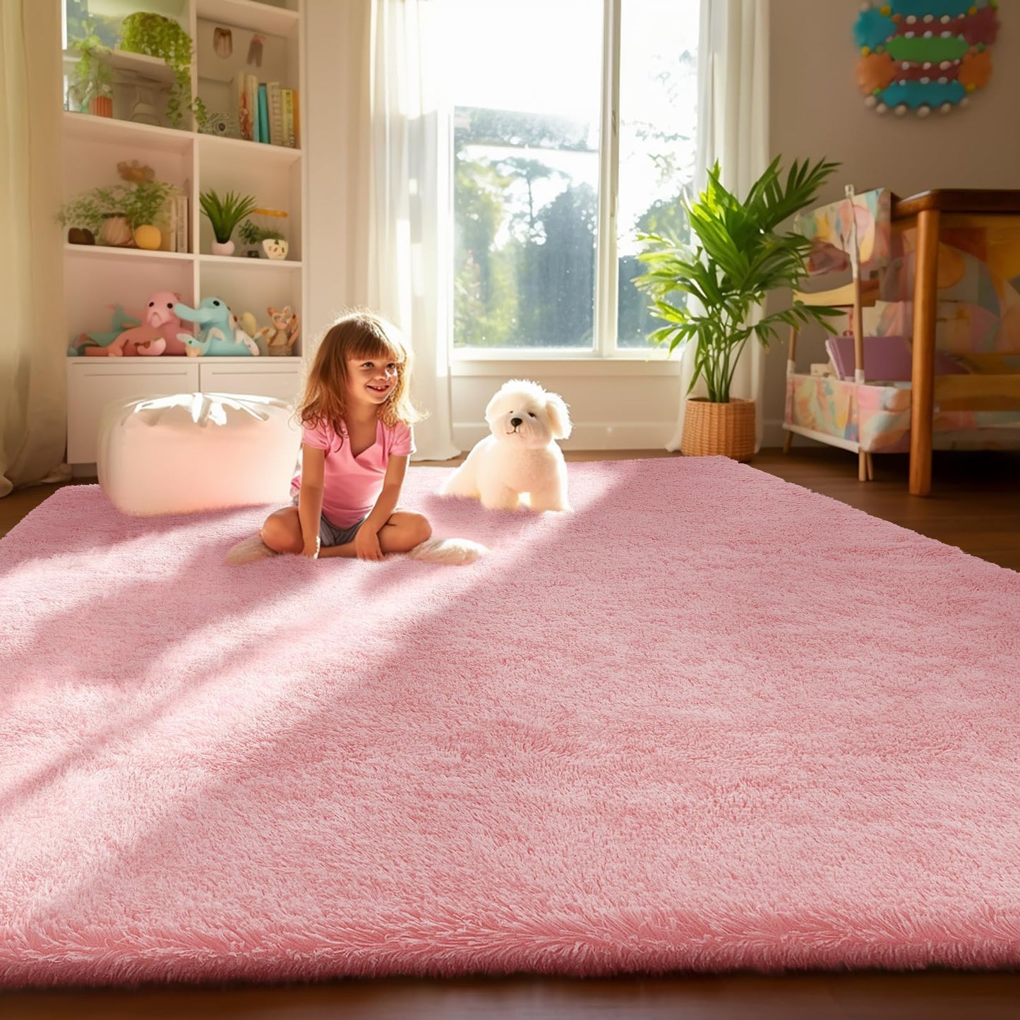 Fluffy Shag Rug – 4x6 Grey Carpet for Bedroom, Living Room, Dorm