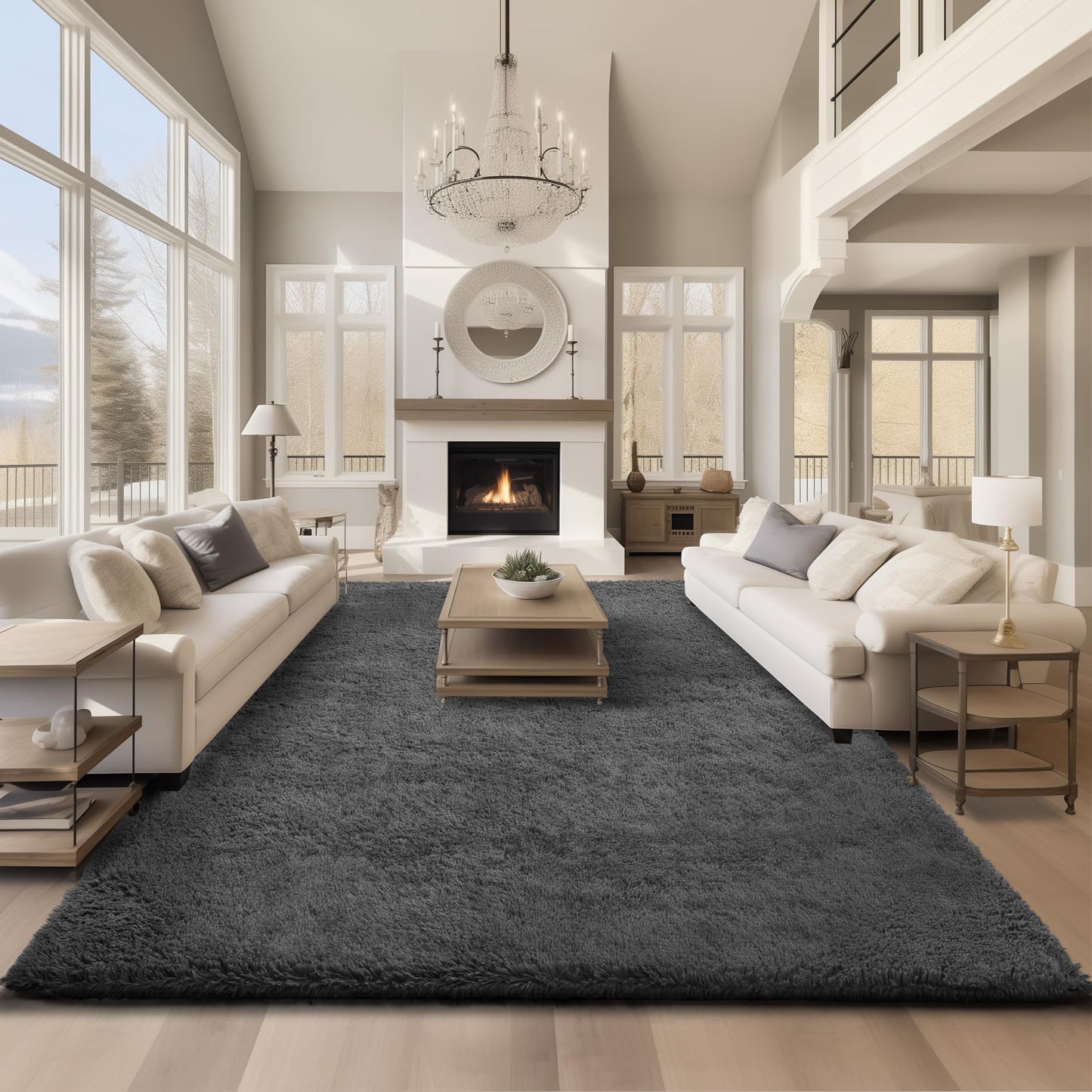 Fluffy Shag Rug – 4x6 Grey Carpet for Bedroom, Living Room, Dorm