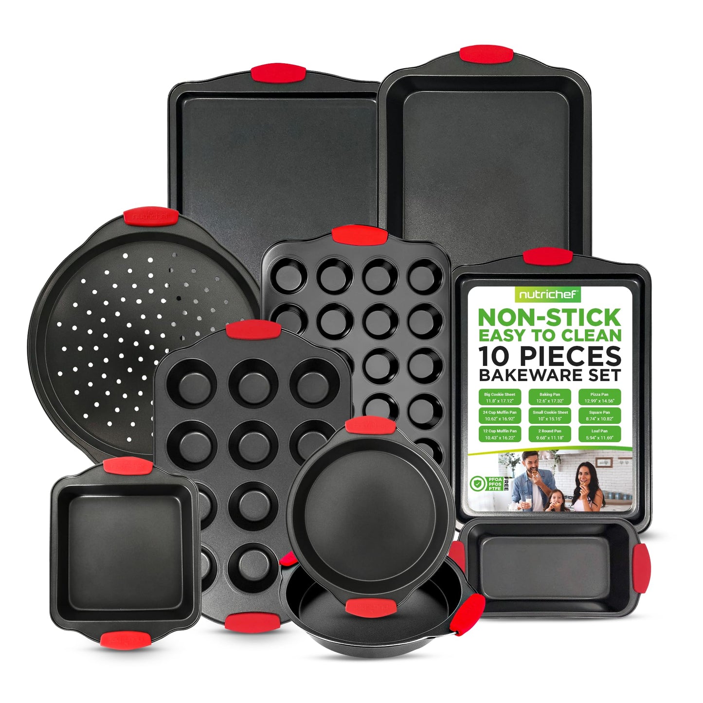 Nonstick Baking Pans – 3-Piece Oven Set with Silicone Handles