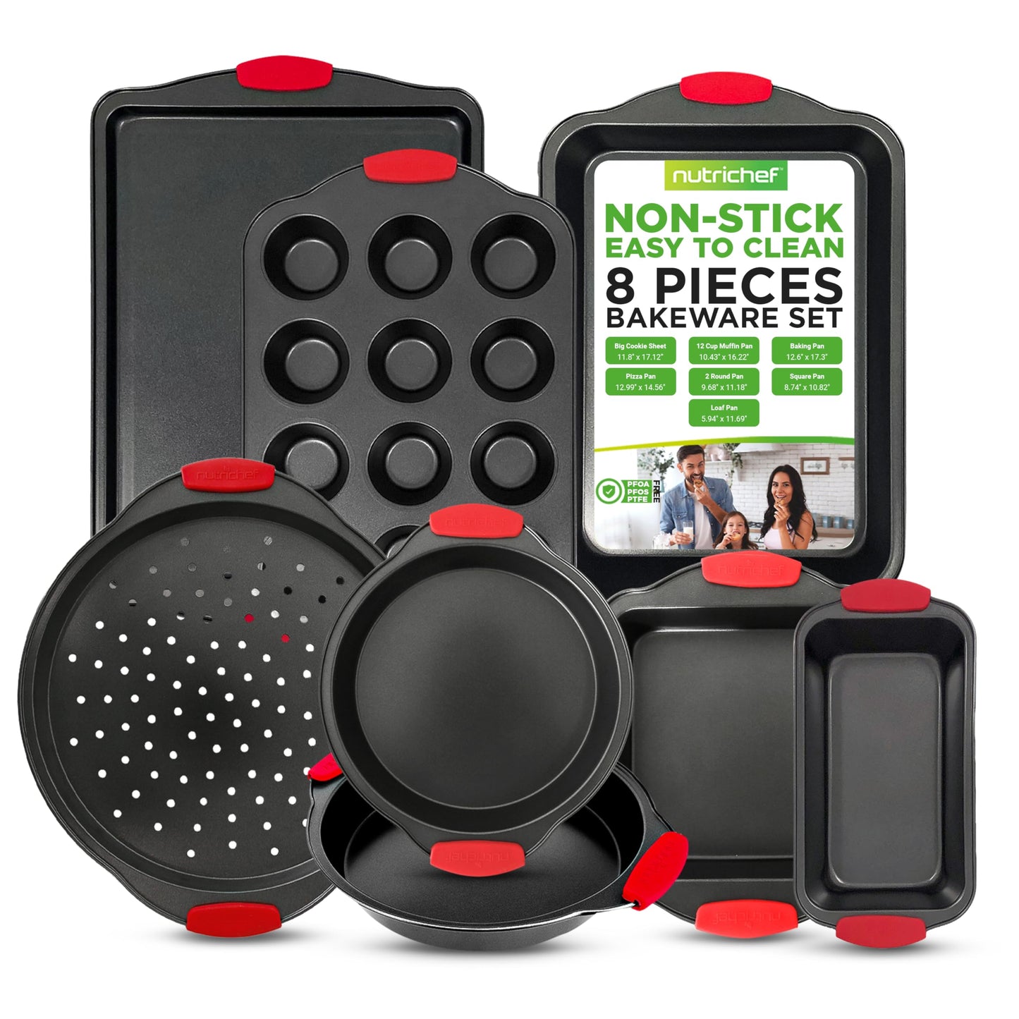 Nonstick Baking Pans – 3-Piece Oven Set with Silicone Handles