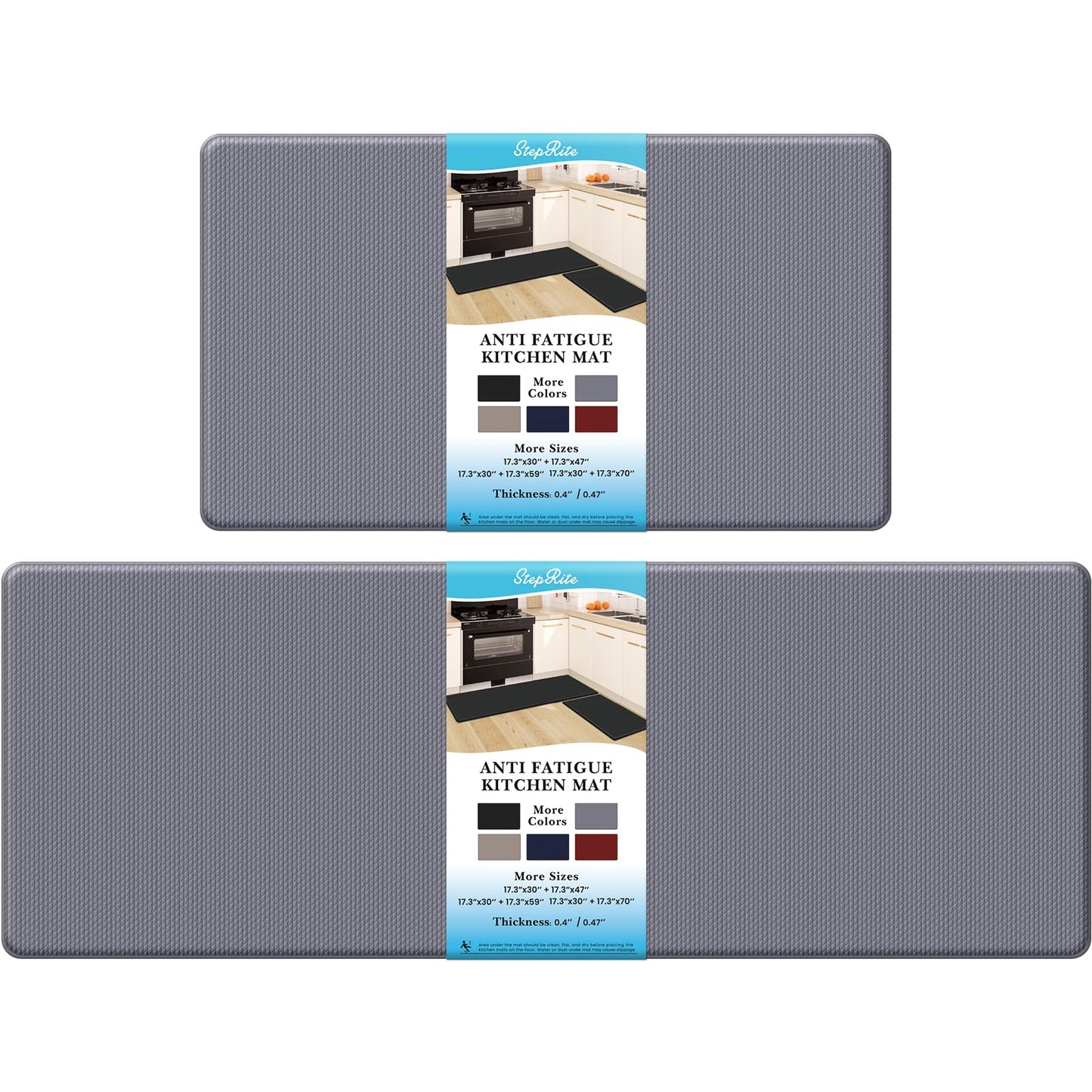 Kitchen Mats – 2PCS Anti-Fatigue Cushioned Rugs for Floor, Black