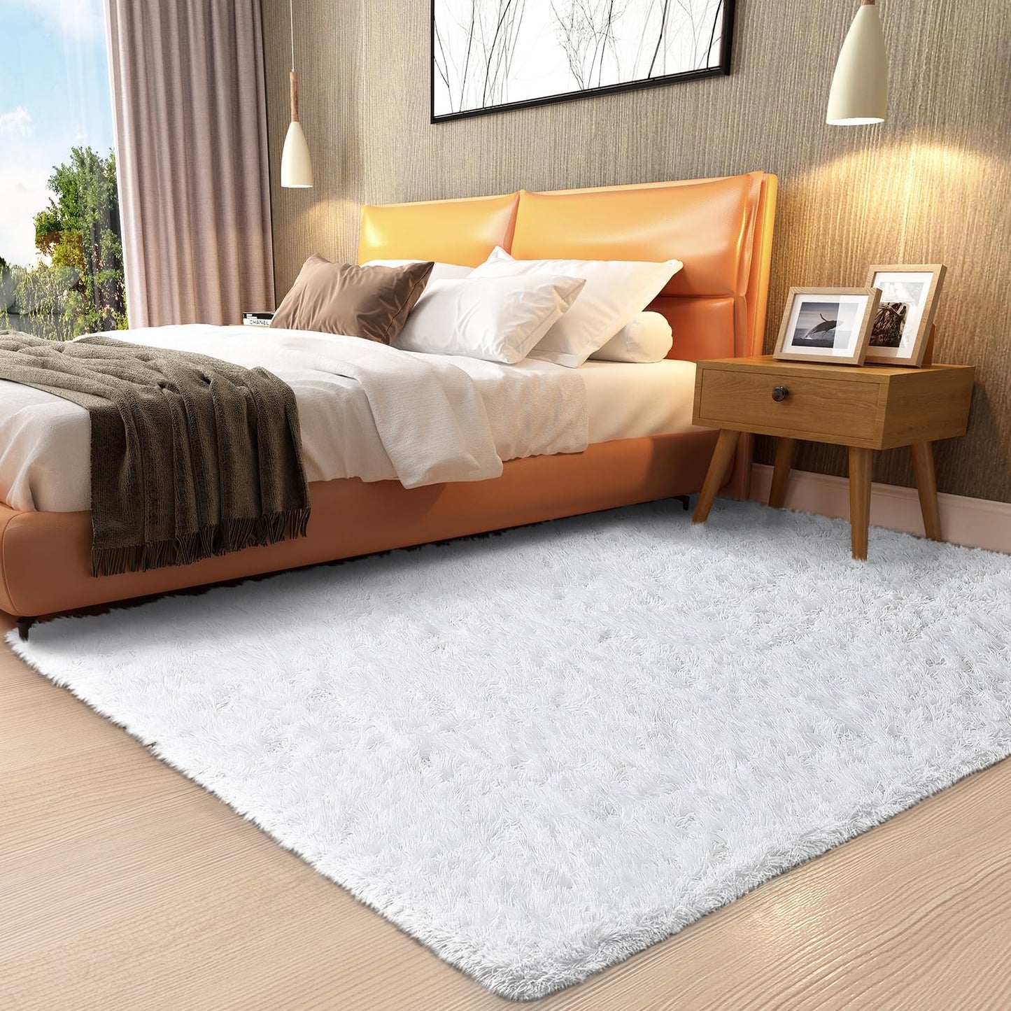 Fluffy Shag Rug – 4x6 Grey Carpet for Bedroom, Living Room, Dorm