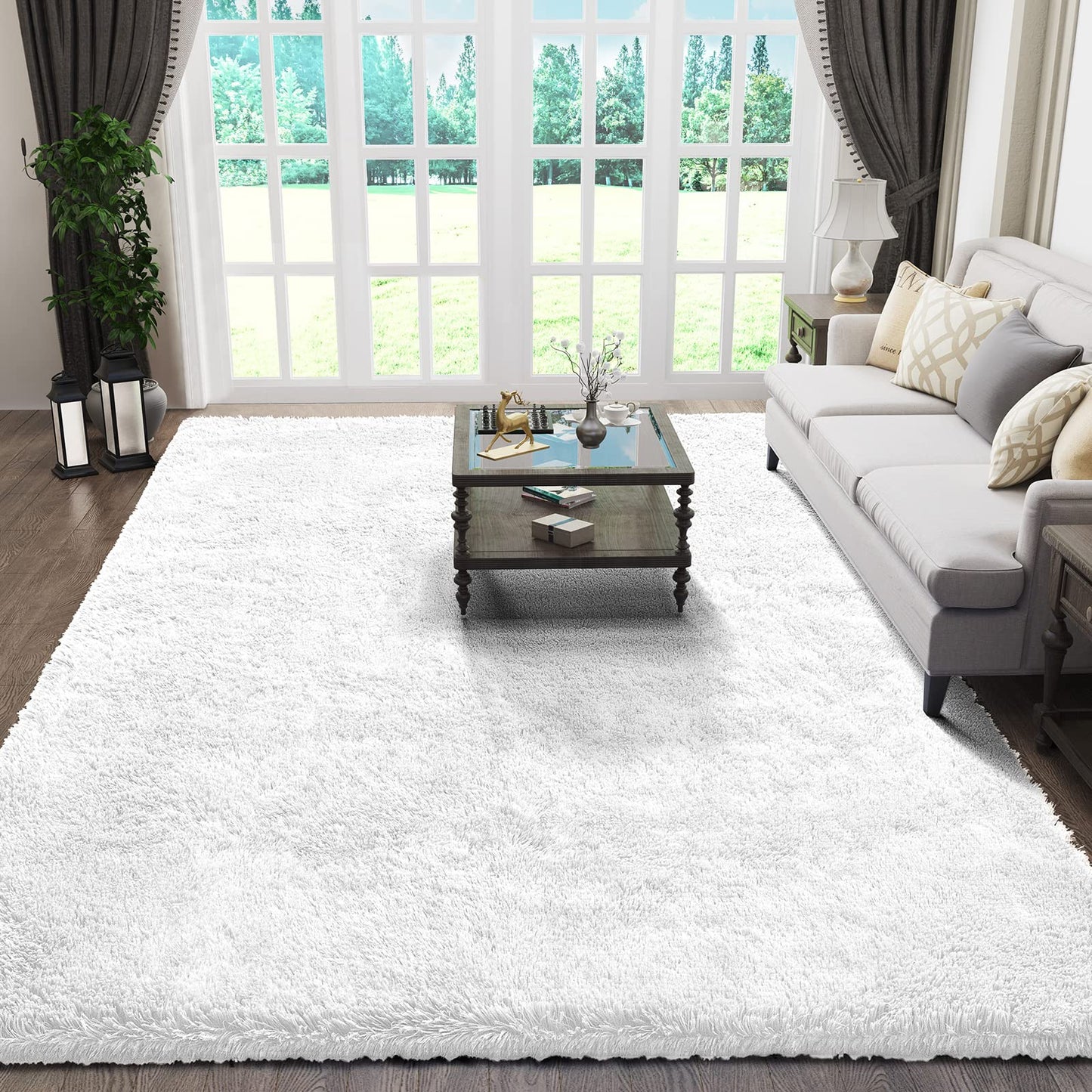 Fluffy Shag Rug – 4x6 Grey Carpet for Bedroom, Living Room, Dorm