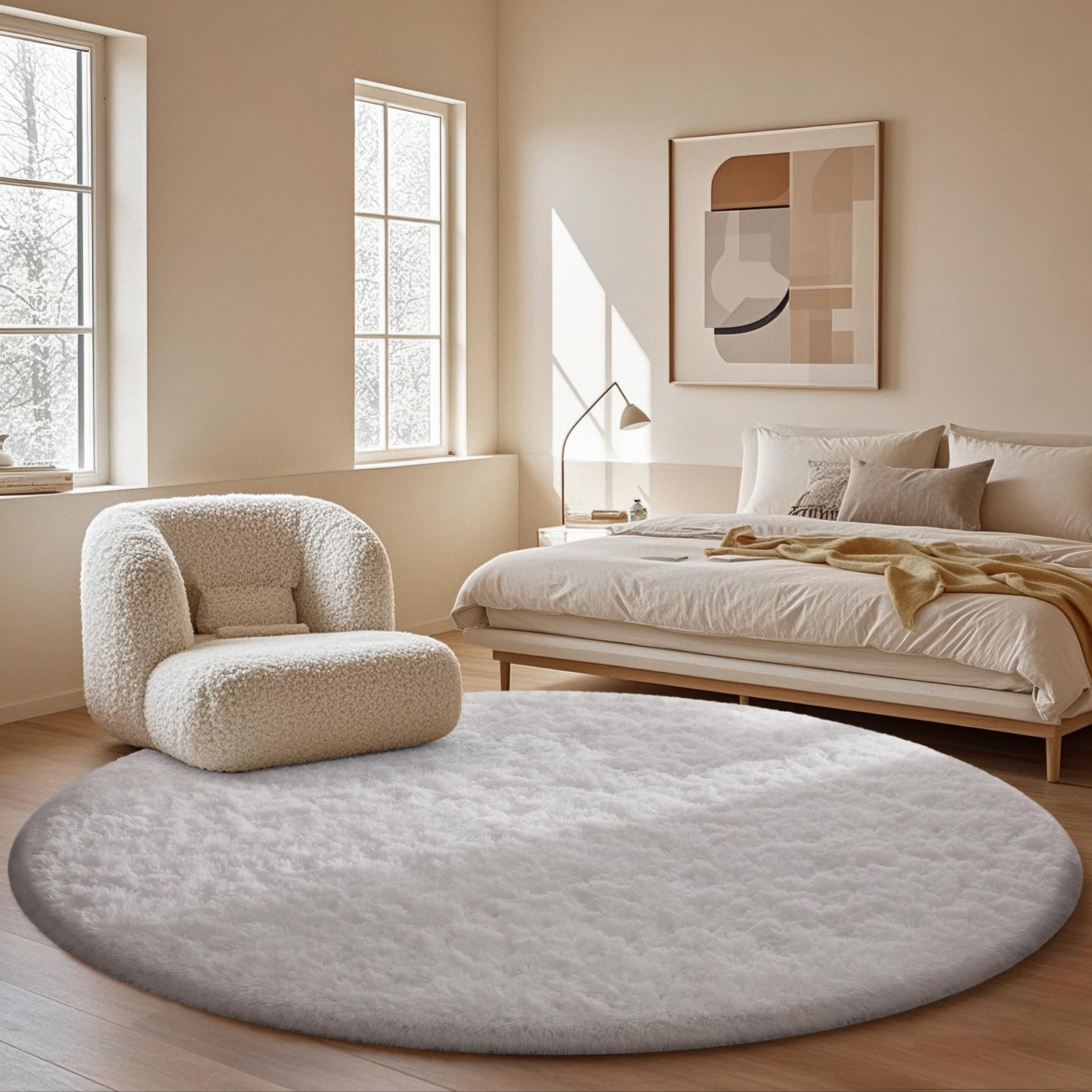Fluffy Shag Rug – 4x6 Grey Carpet for Bedroom, Living Room, Dorm