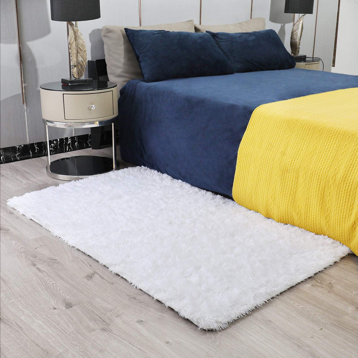 Fluffy Shag Rug – 4x6 Grey Carpet for Bedroom, Living Room, Dorm