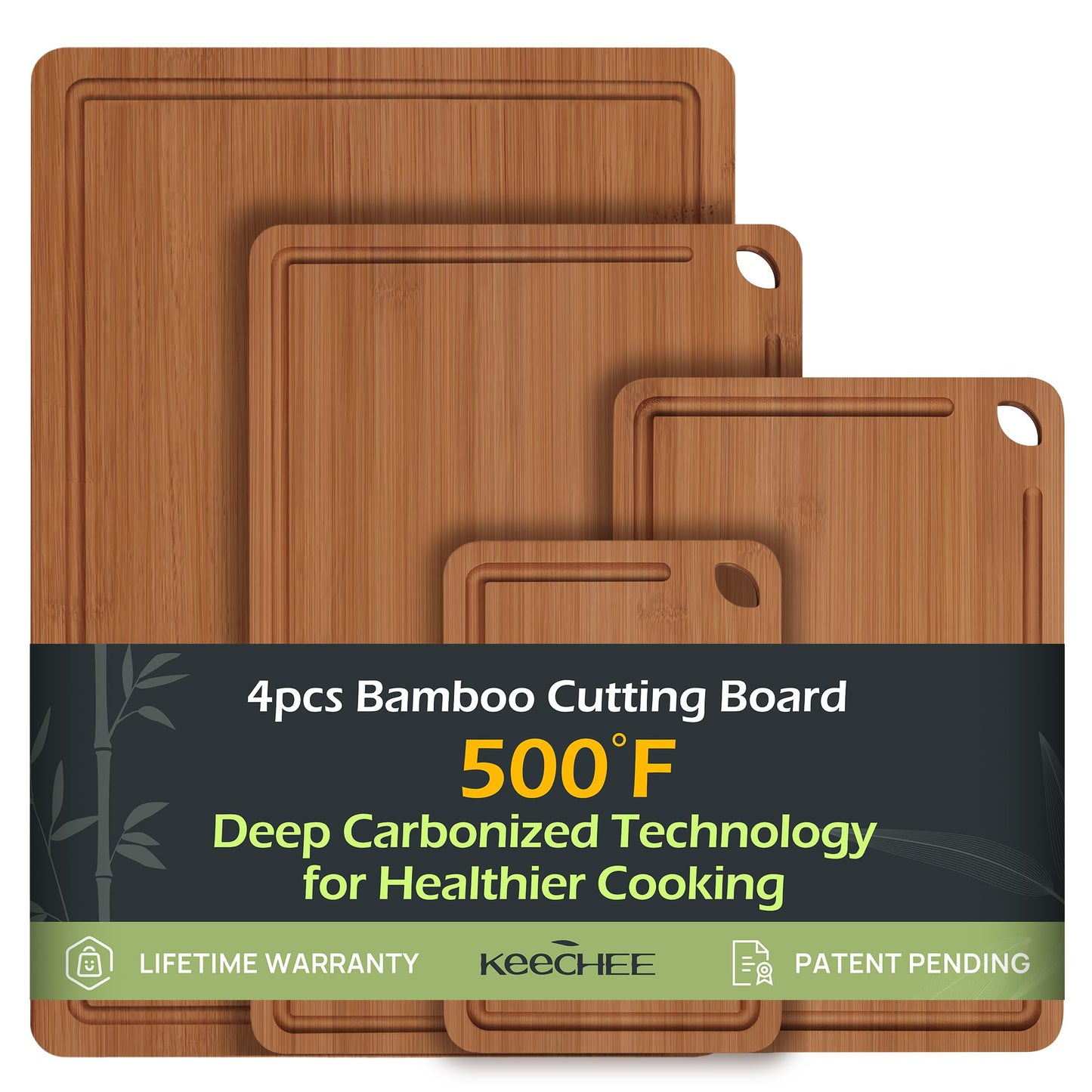 Bamboo Cutting Board – Juice Grooves & Handles, Multipurpose
