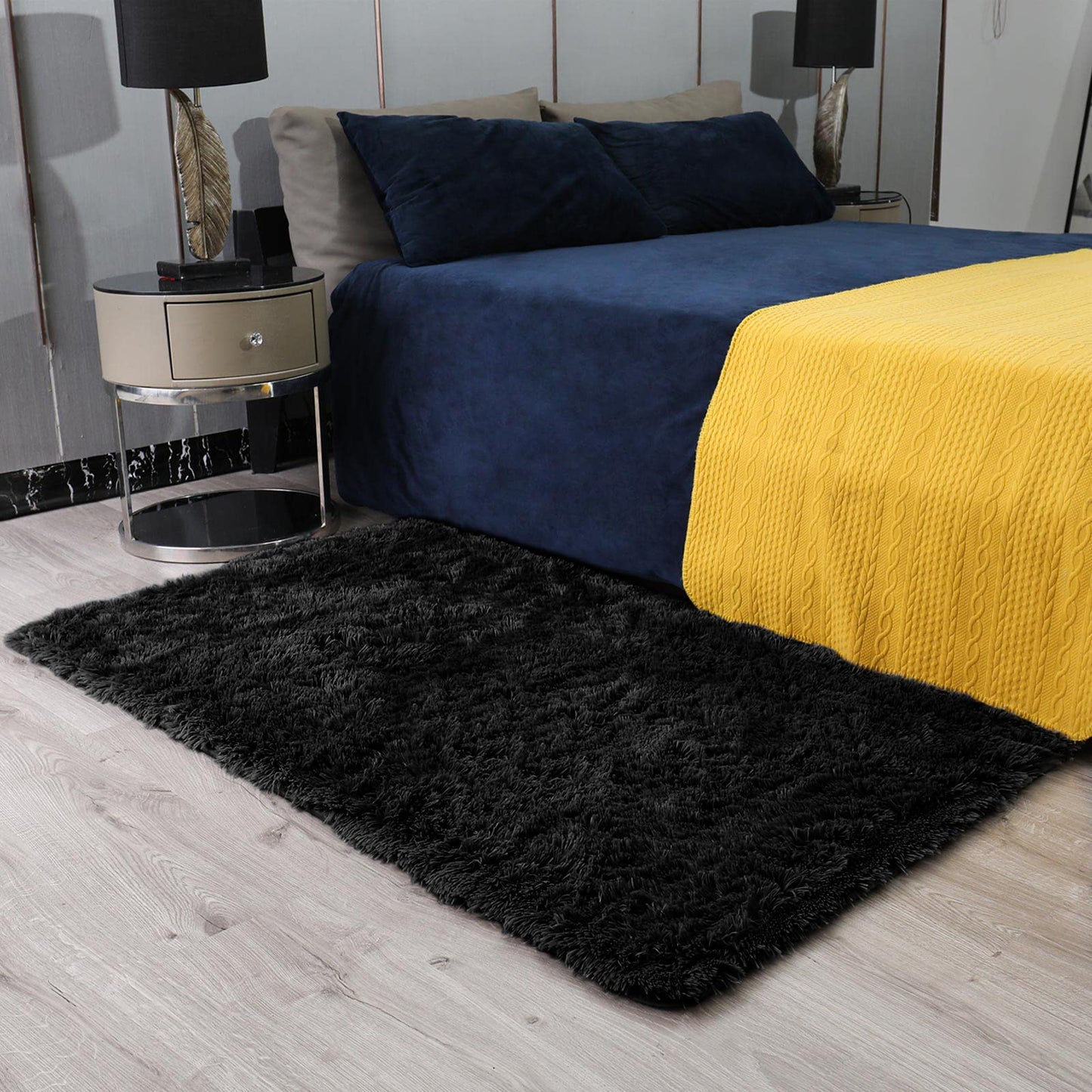 Fluffy Shag Rug – 4x6 Grey Carpet for Bedroom, Living Room, Dorm